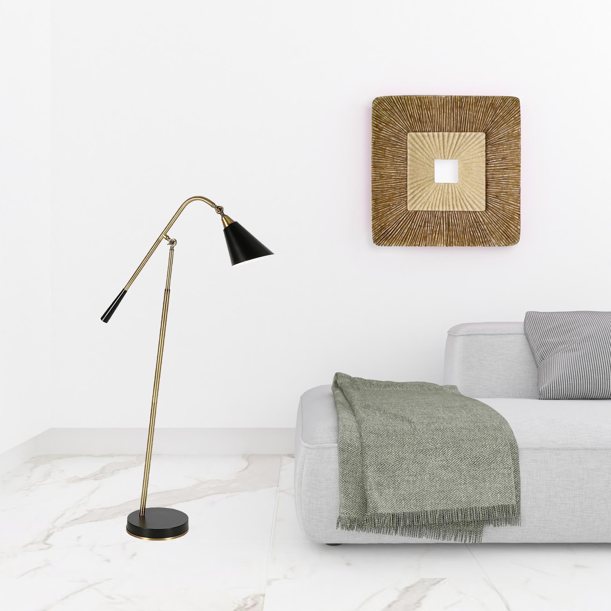 Black Swing Arm Floor Lamp With Black Cone Shade By Homeroots - Image 4