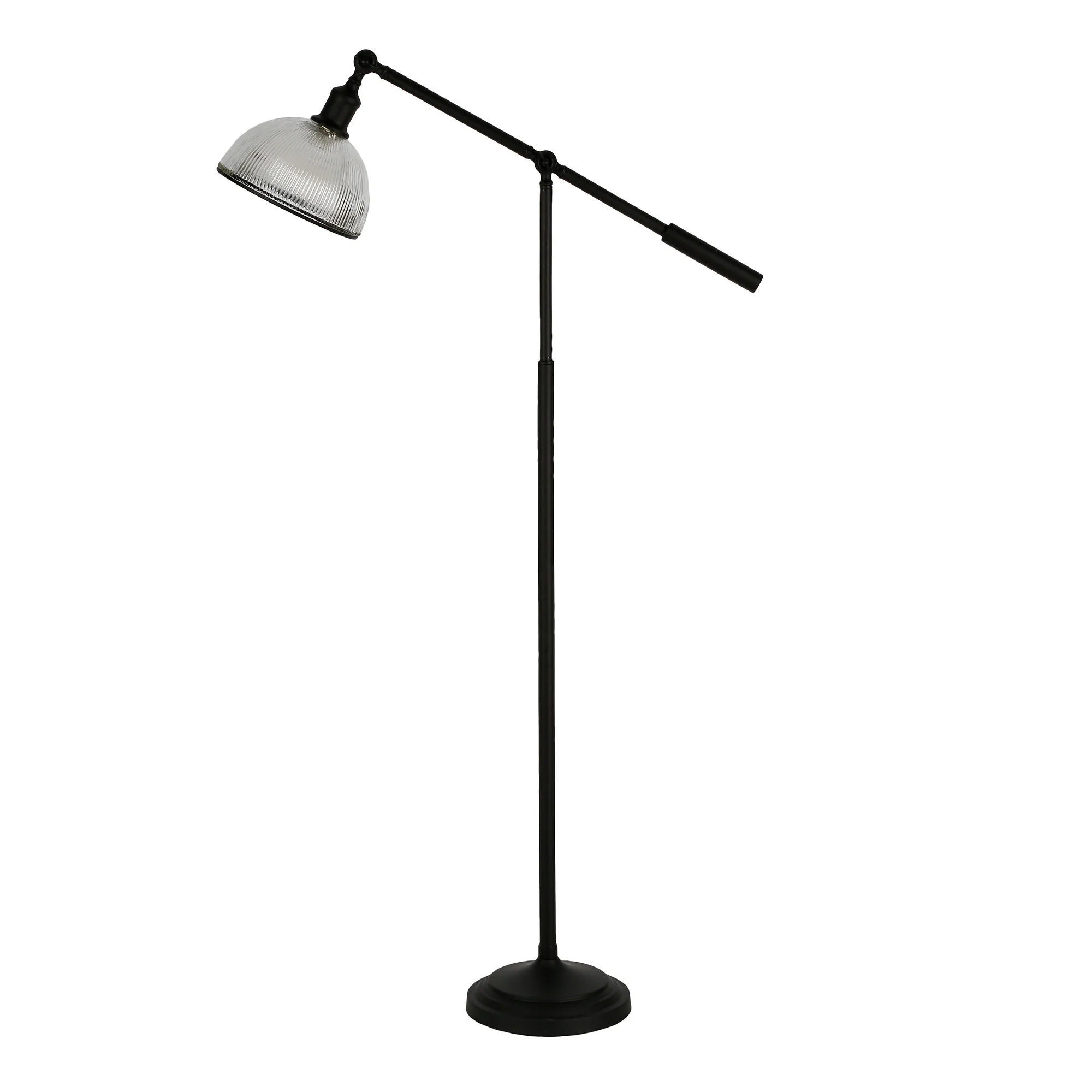 Black Swing Arm Floor Lamp With Clear Glass Dome Shade By Homeroots - Image 2