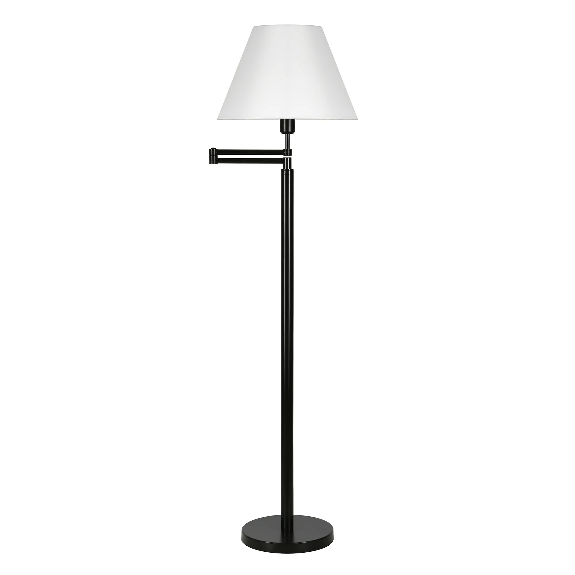 Black Swing Arm Floor Lamp With White Frosted Glass Empire Shade By Homeroots - Image 3