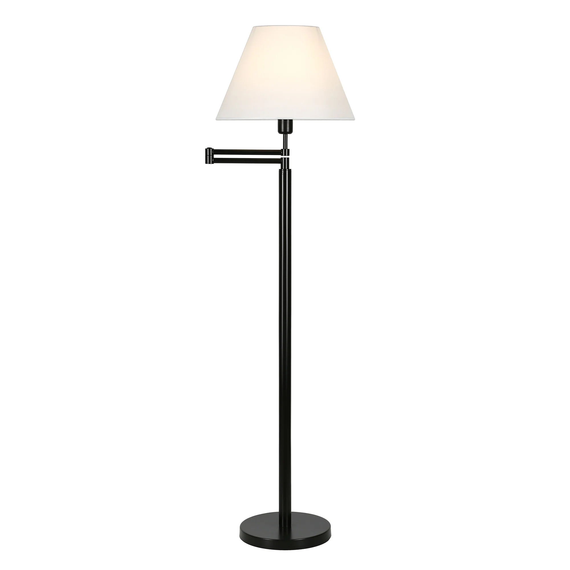 Black Swing Arm Floor Lamp With White Frosted Glass Empire Shade By Homeroots - Image 4