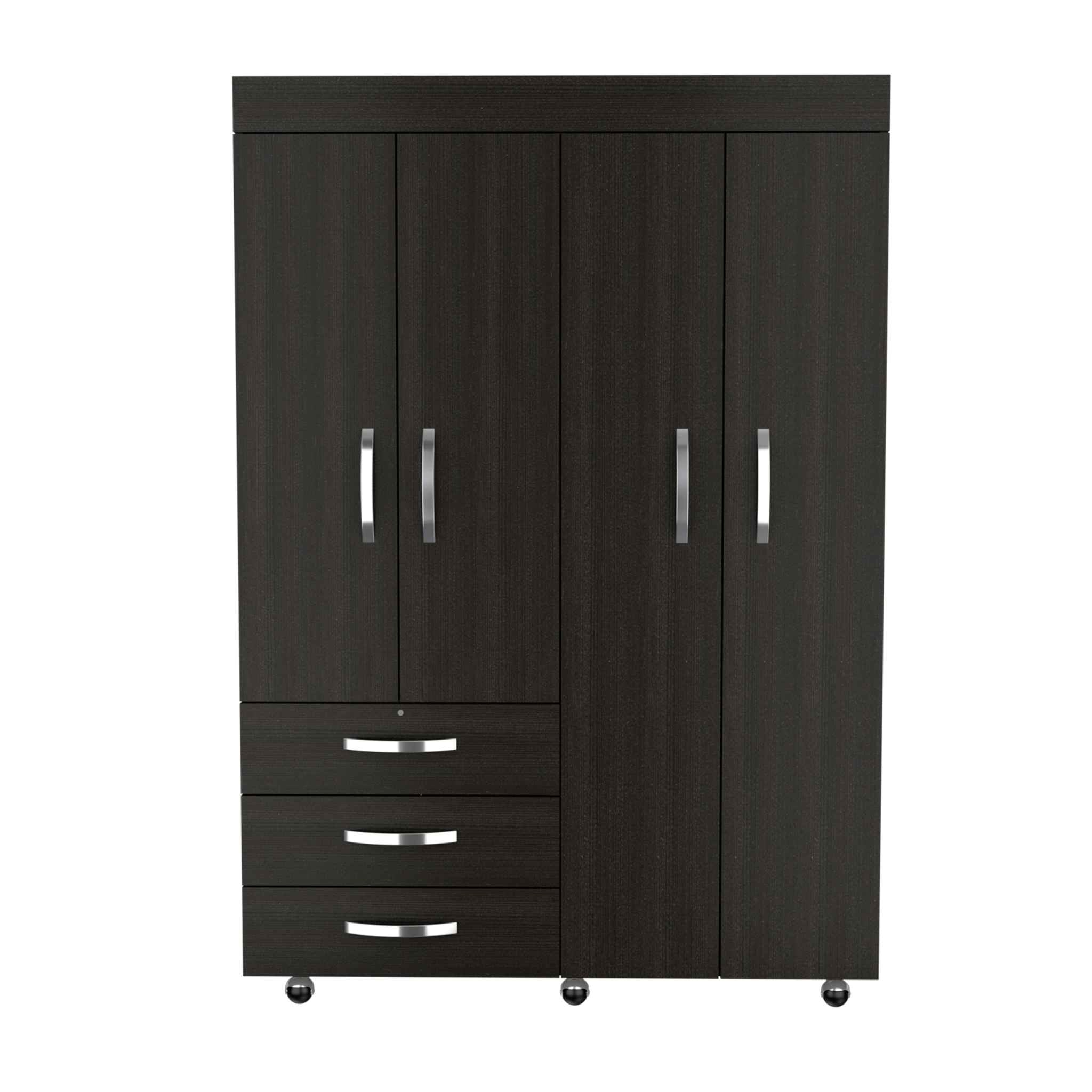 Black Tall Four Door Closet Wardrobe By Homeroots - Image 2