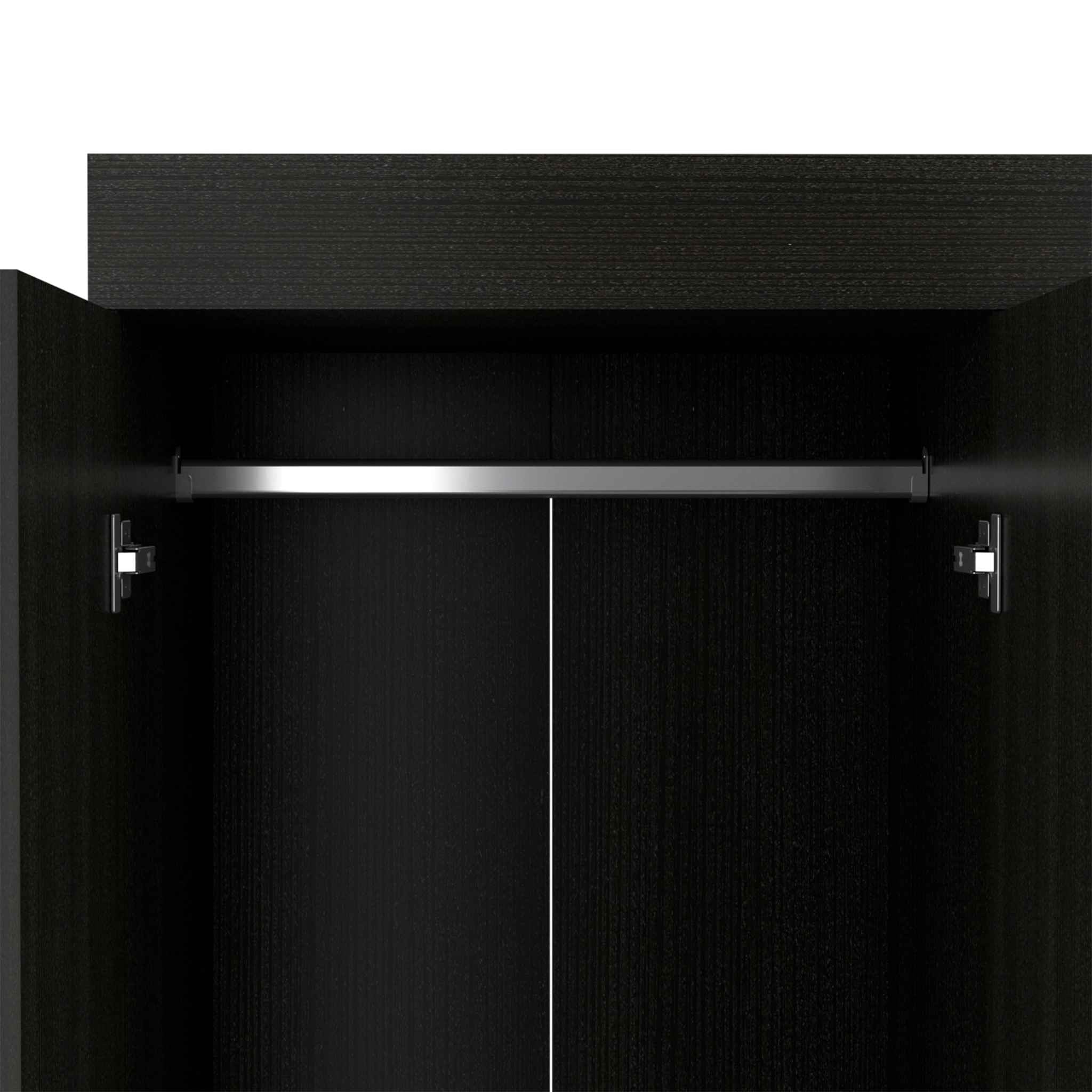 Black Tall Four Door Closet Wardrobe By Homeroots - Image 6