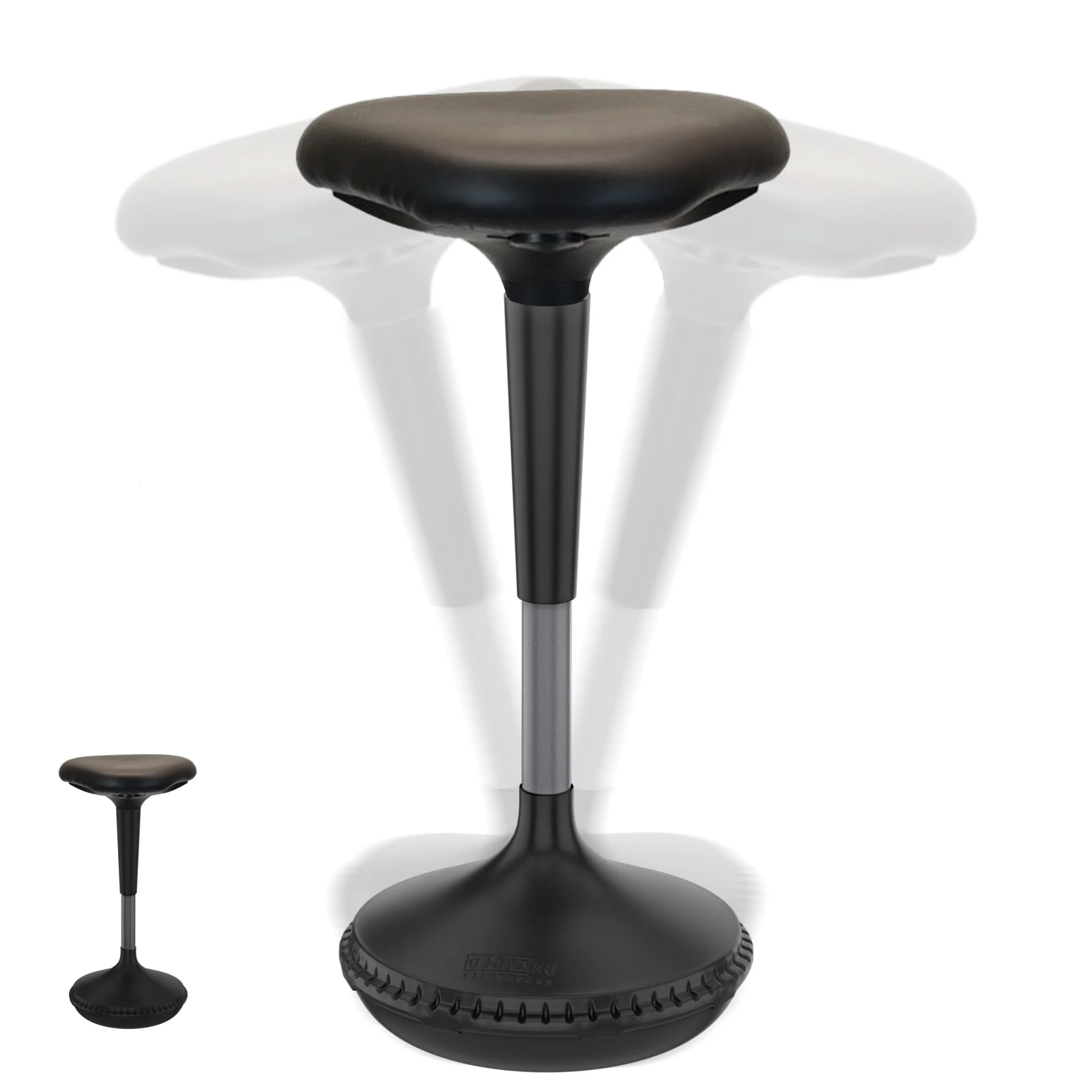 Black Tall Triangle Seat Swivel Active Balance Chair By Homeroots - Image 2