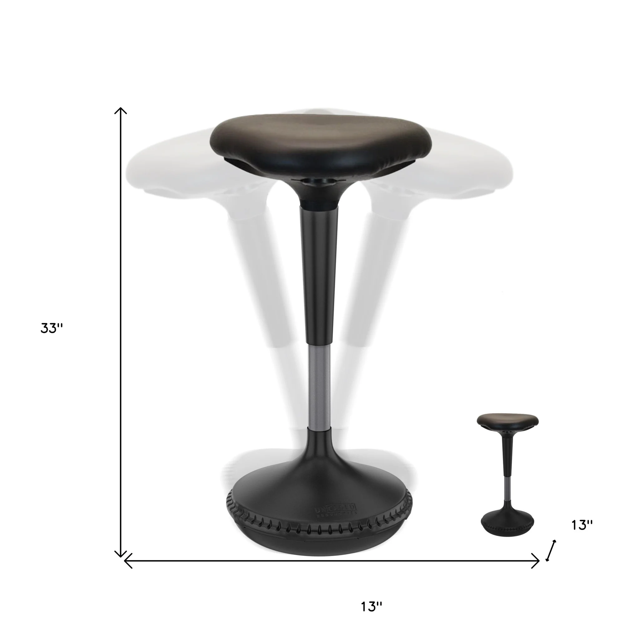 Black Tall Triangle Seat Swivel Active Balance Chair By Homeroots - Image 5