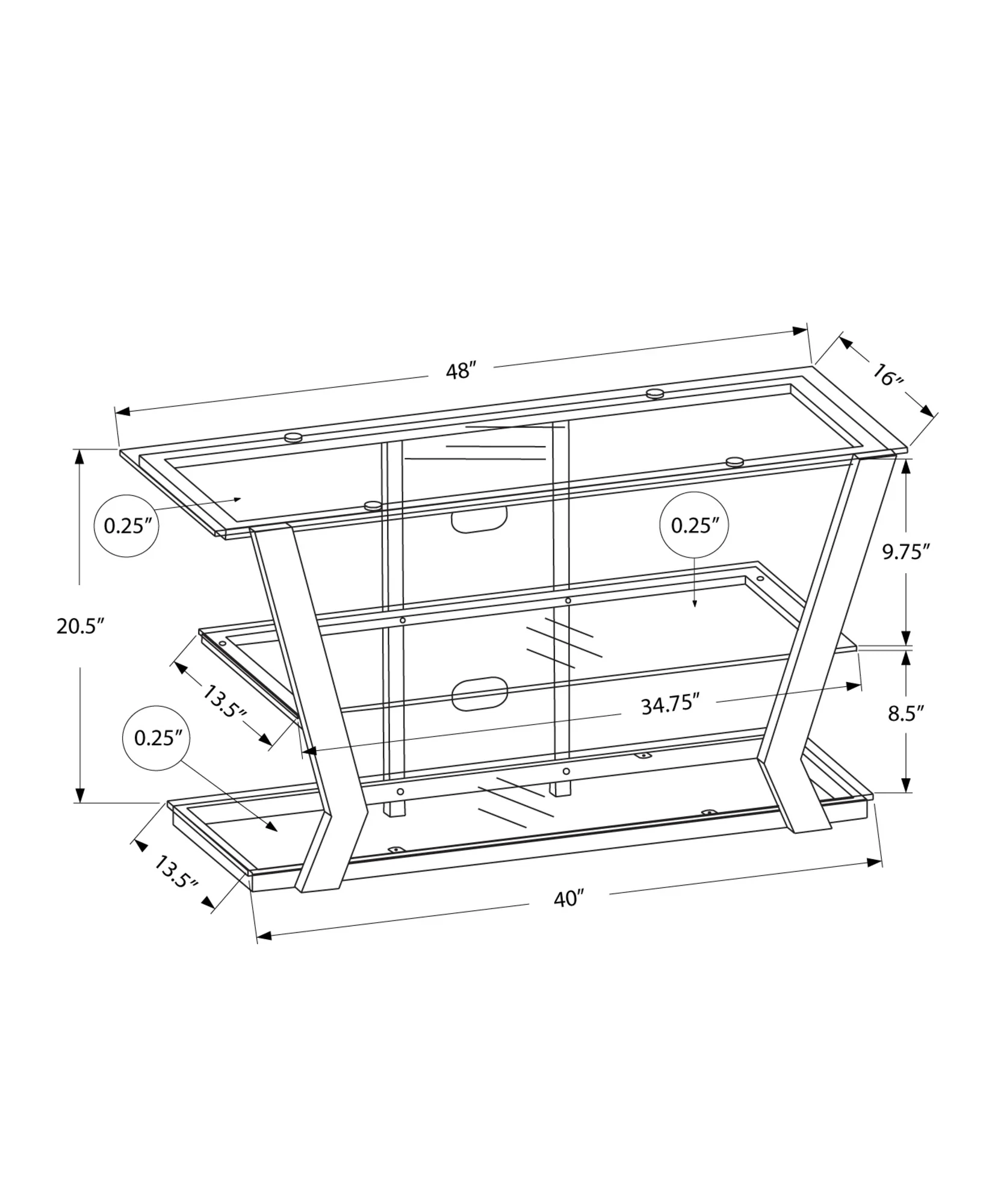 Black Tempered Glass Metal TV Stand By Homeroots - Image 3