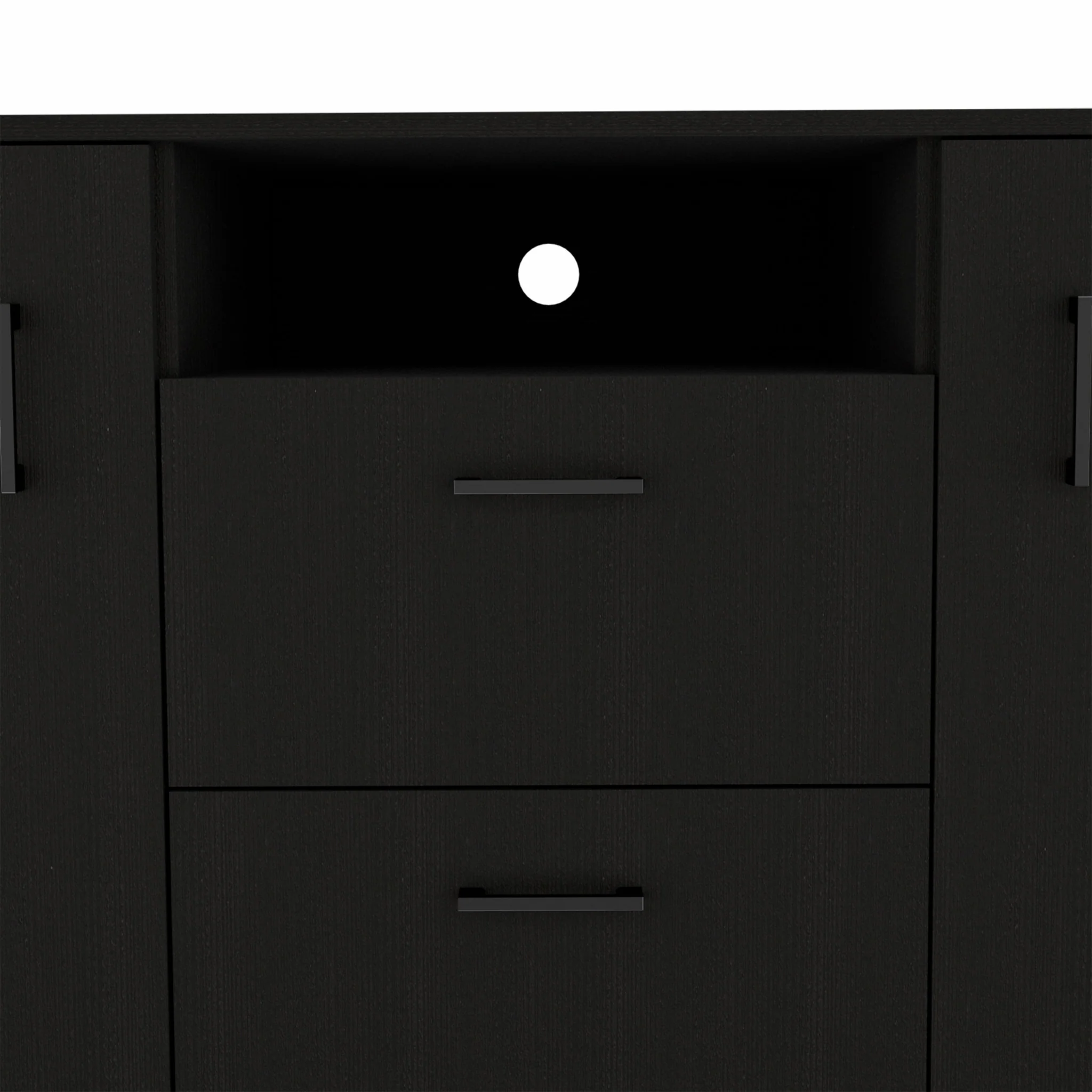 Black Three Door Closet with Two Drawers By Homeroots - Image 6