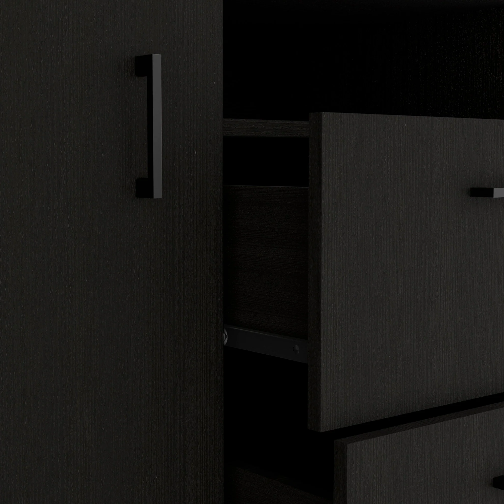 Black Three Door Closet with Two Drawers By Homeroots - Image 7