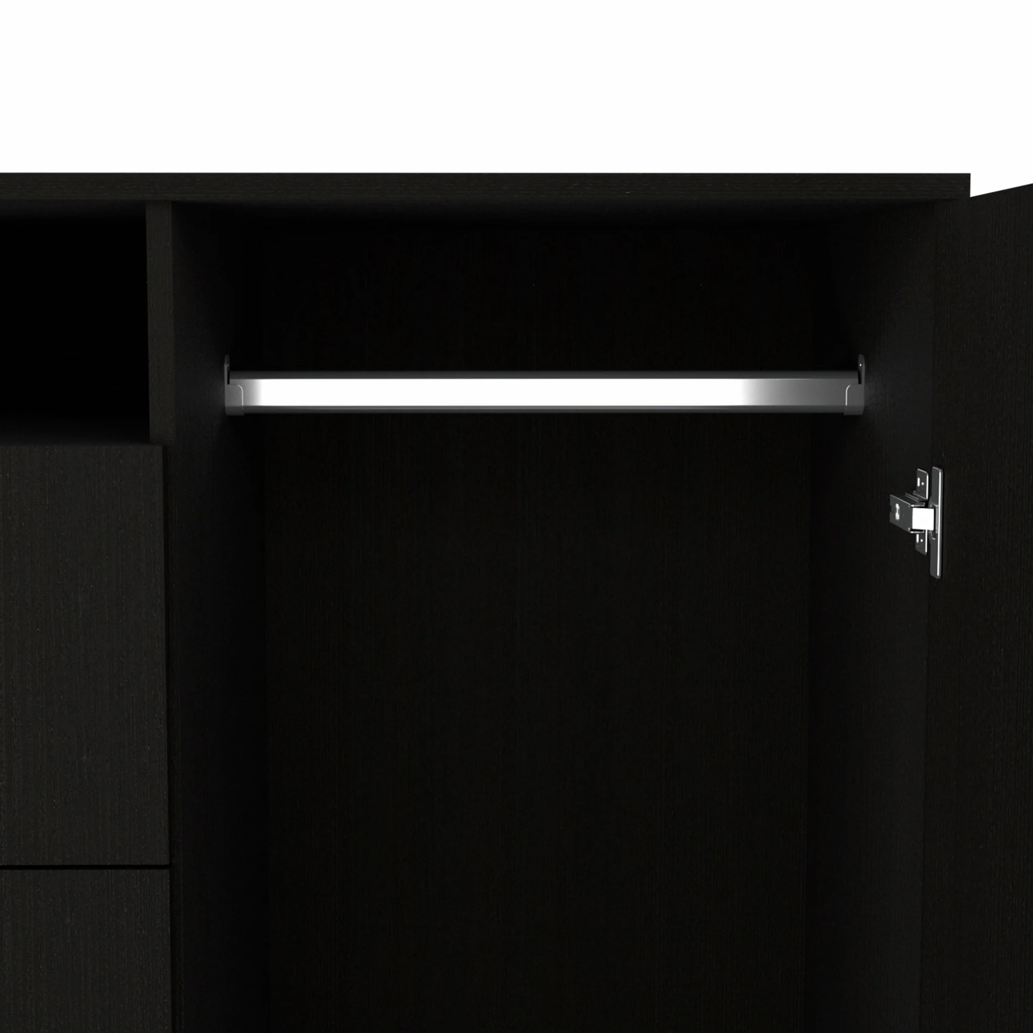 Black Three Door Closet with Two Drawers By Homeroots - Image 8