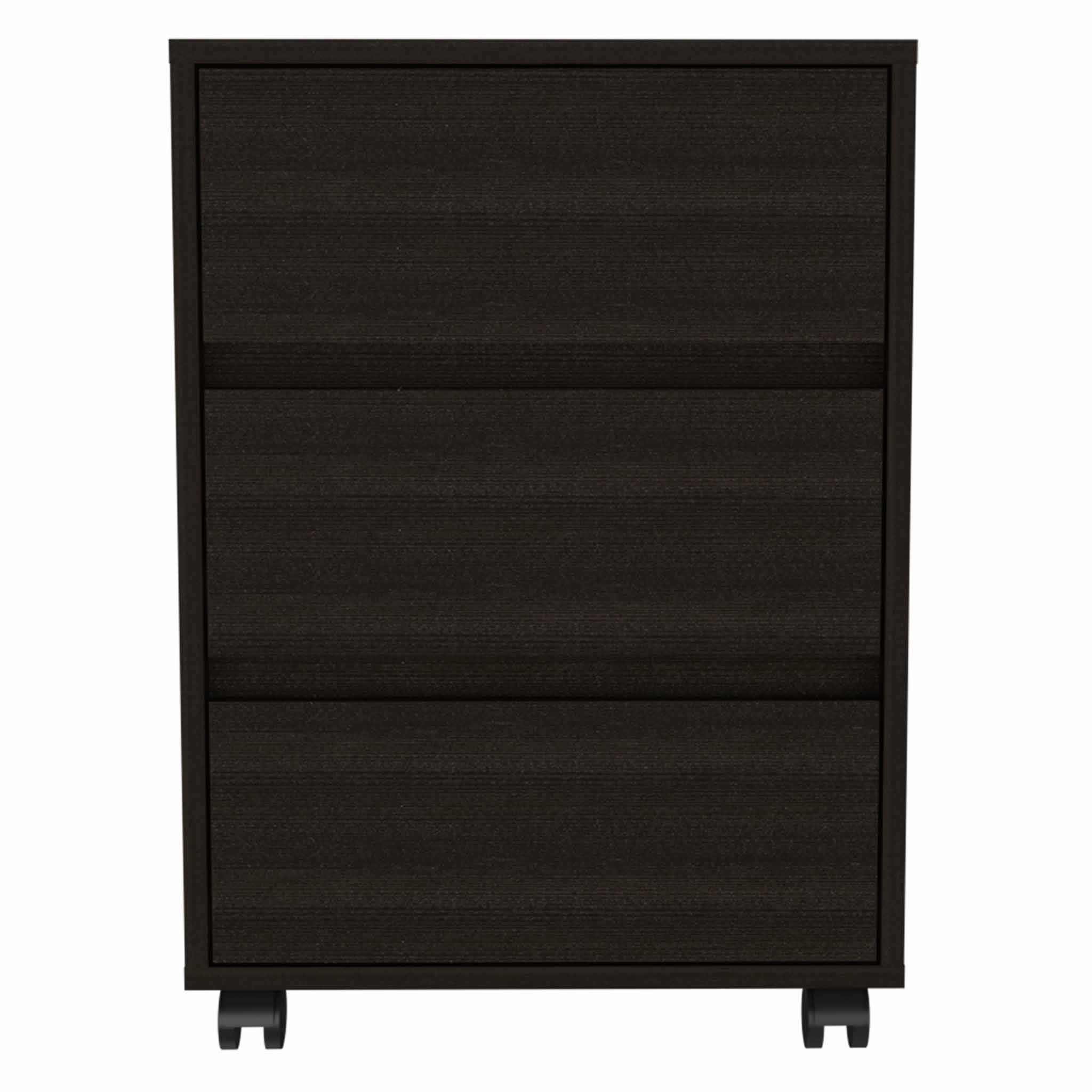 Black Three Drawer Rolling Cabinet By Homeroots - Image 2