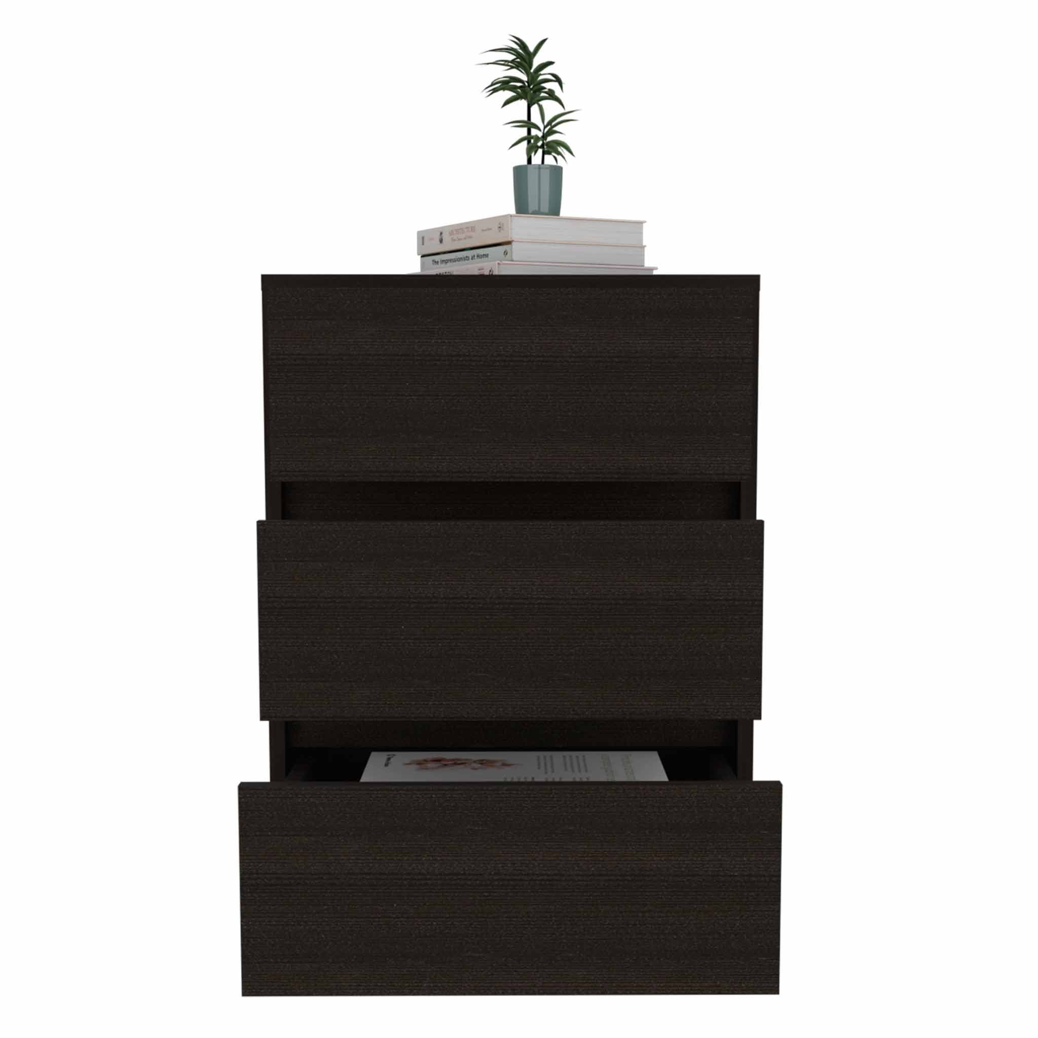 Black Three Drawer Rolling Cabinet By Homeroots - Image 6