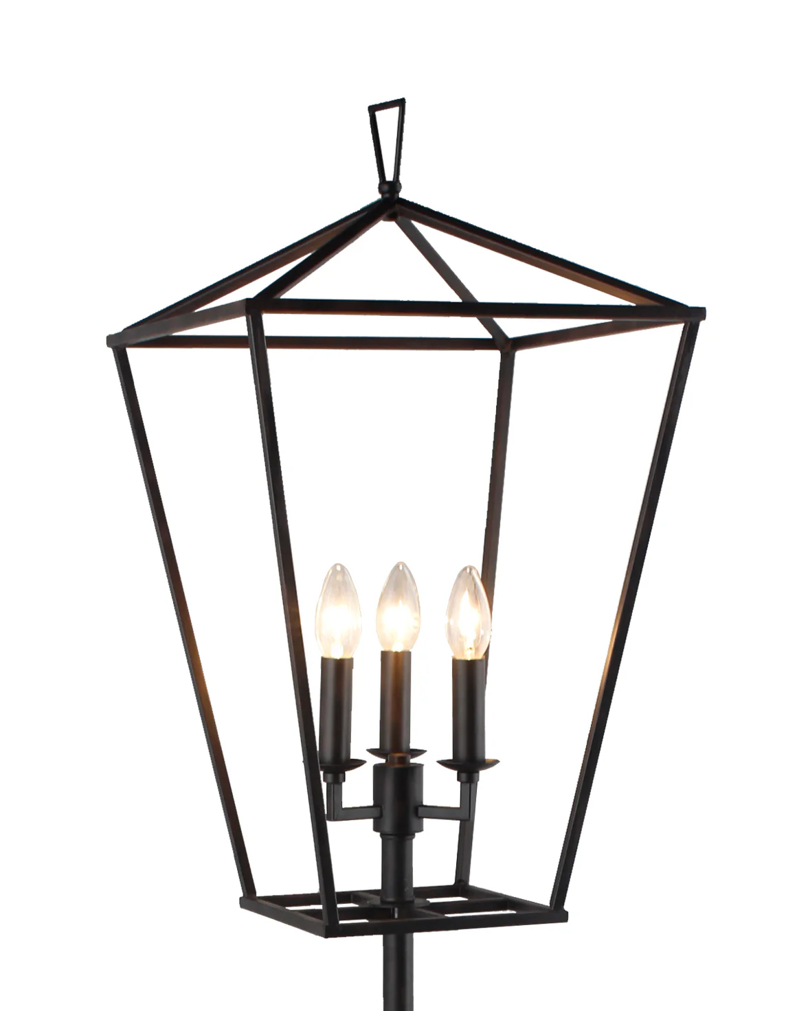 Black Three Light Floor Lamp With Black Geometric Shade By Homeroots - Image 2