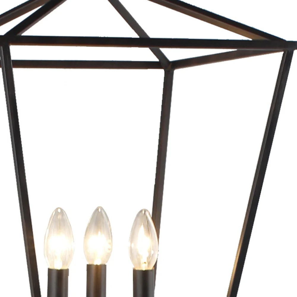 Black Three Light Floor Lamp With Black Geometric Shade By Homeroots - Image 4