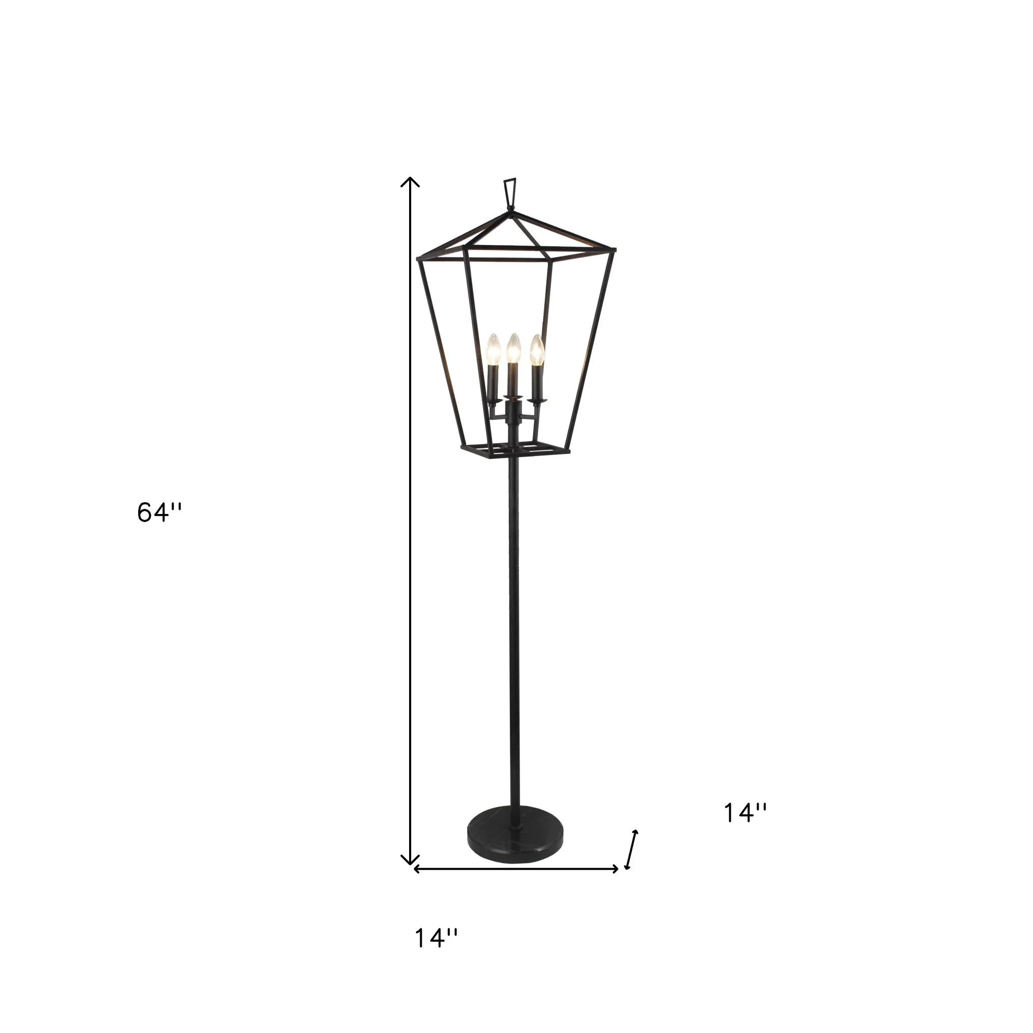 Black Three Light Floor Lamp With Black Geometric Shade By Homeroots - Image 5