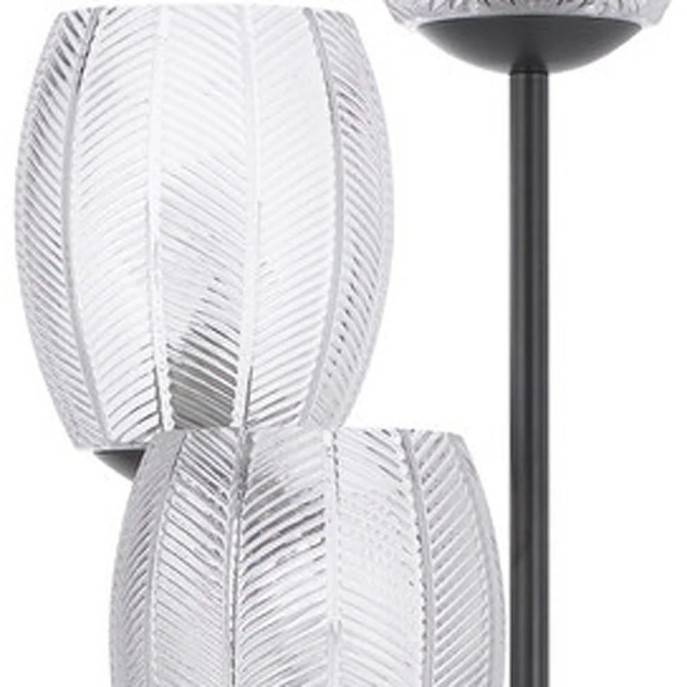 Black Three Light Traditional Shaped Floor Lamp With Clear Transparent Glass Novelty Shade By Homeroots - Image 4