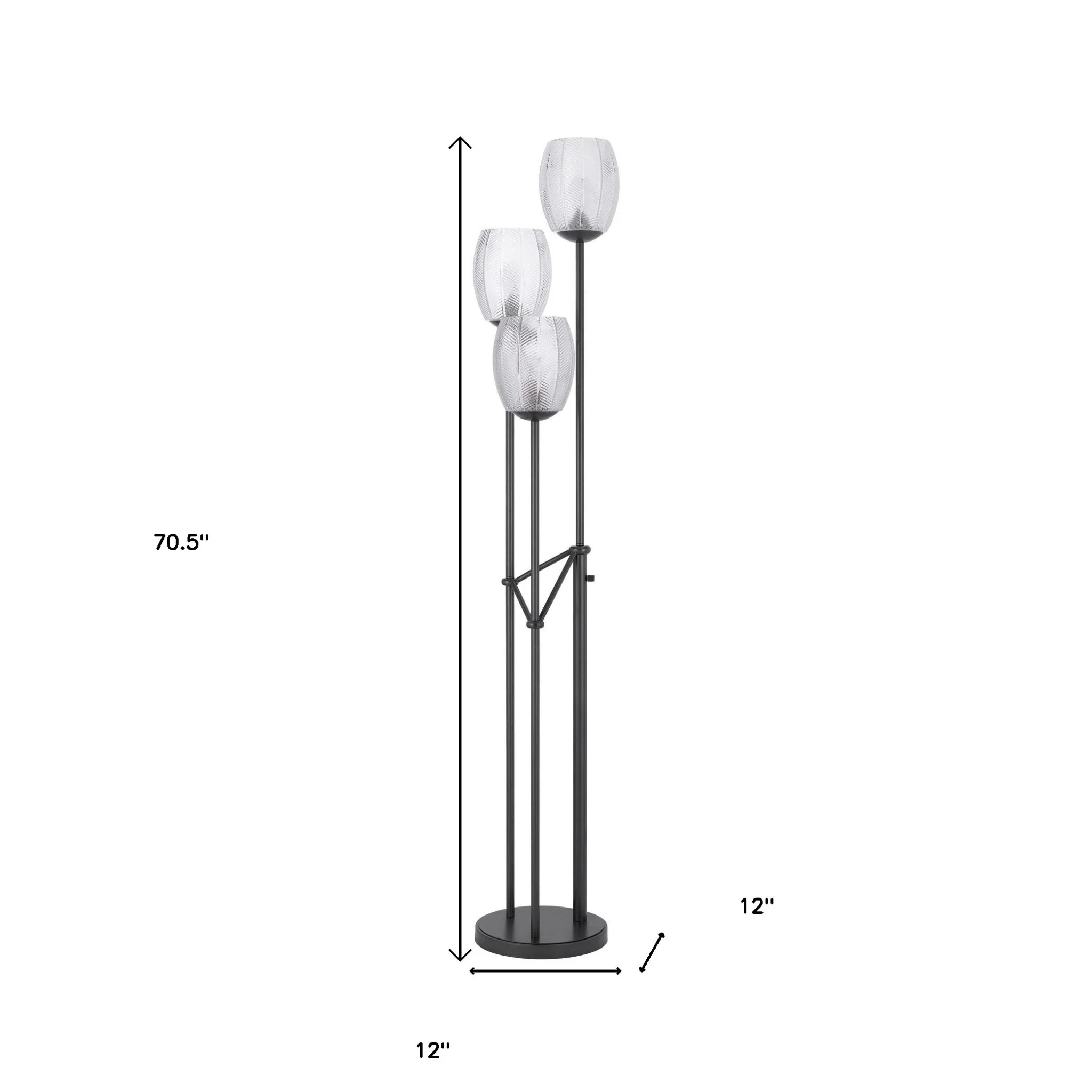 Black Three Light Traditional Shaped Floor Lamp With Clear Transparent Glass Novelty Shade By Homeroots - Image 5