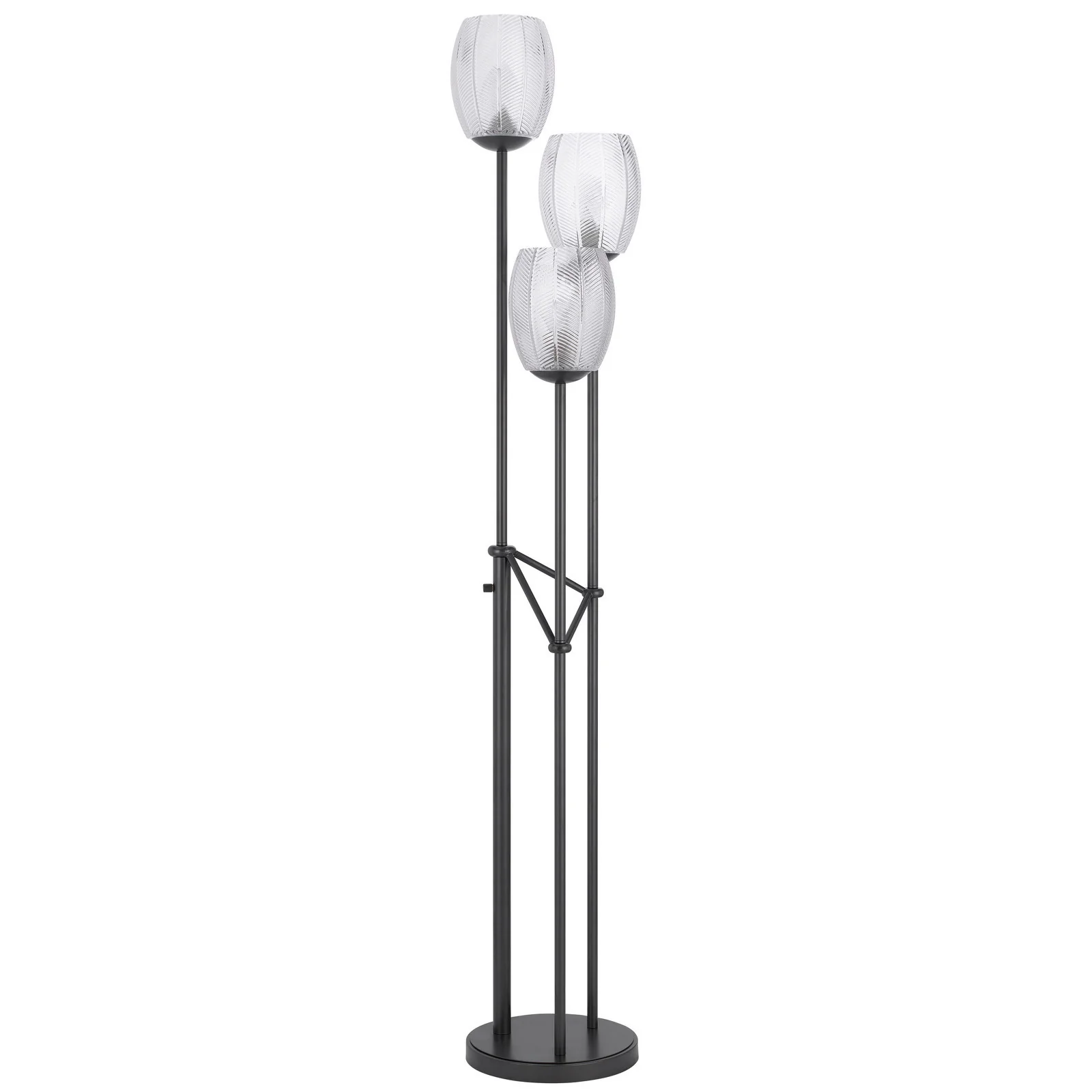 Black Three Light Traditional Shaped Floor Lamp With Clear Transparent Glass Novelty Shade By Homeroots - Image 6