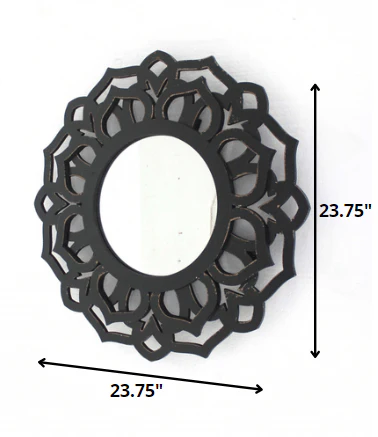 Black Traditional Lotus - Wall Mirror By Homeroots - Image 2