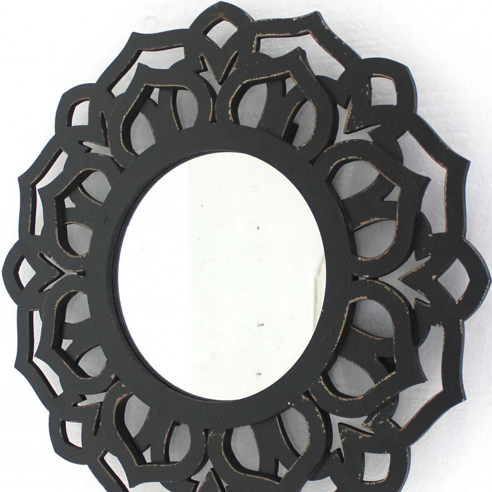 Black Traditional Lotus - Wall Mirror By Homeroots - Image 4