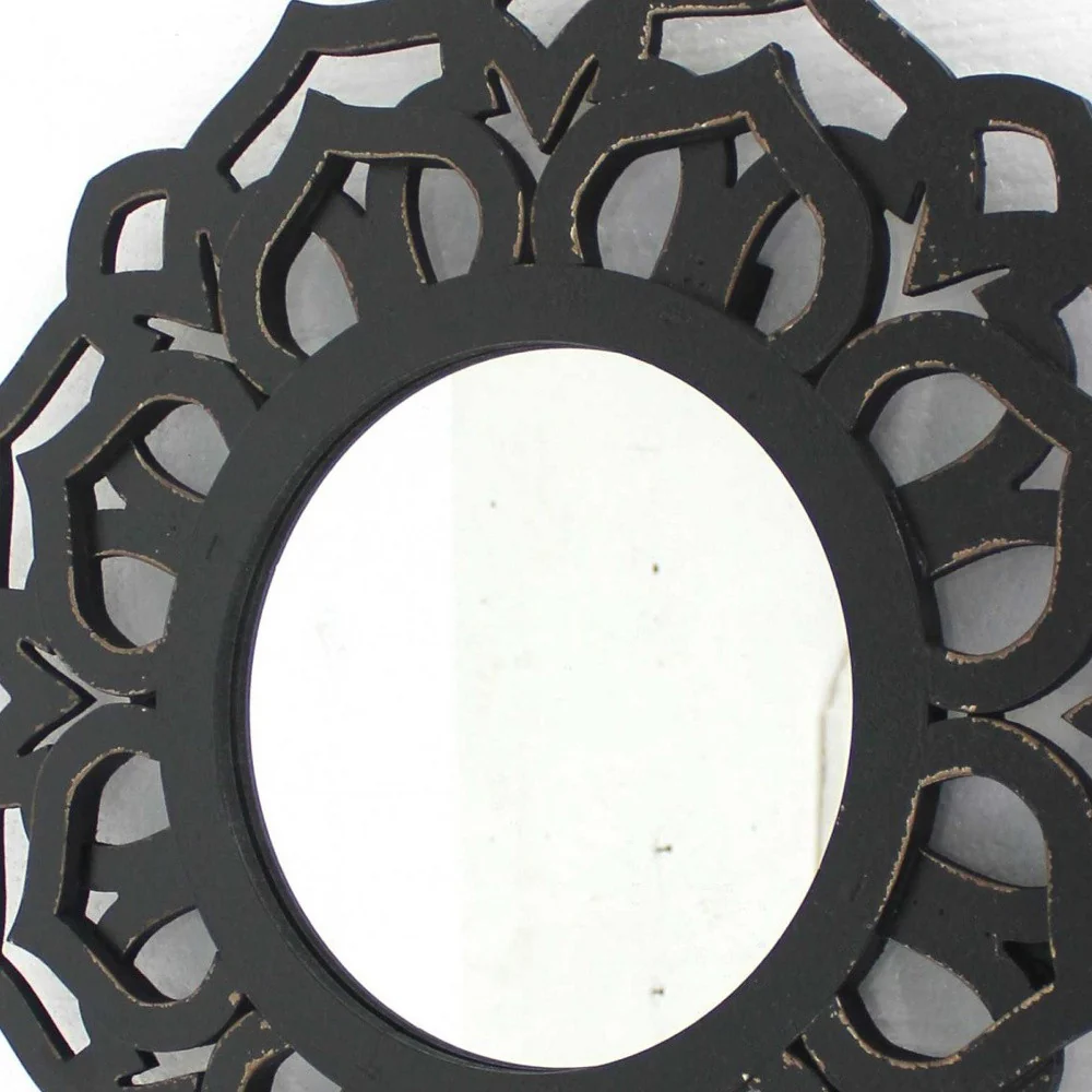 Black Traditional Lotus - Wall Mirror By Homeroots - Image 5