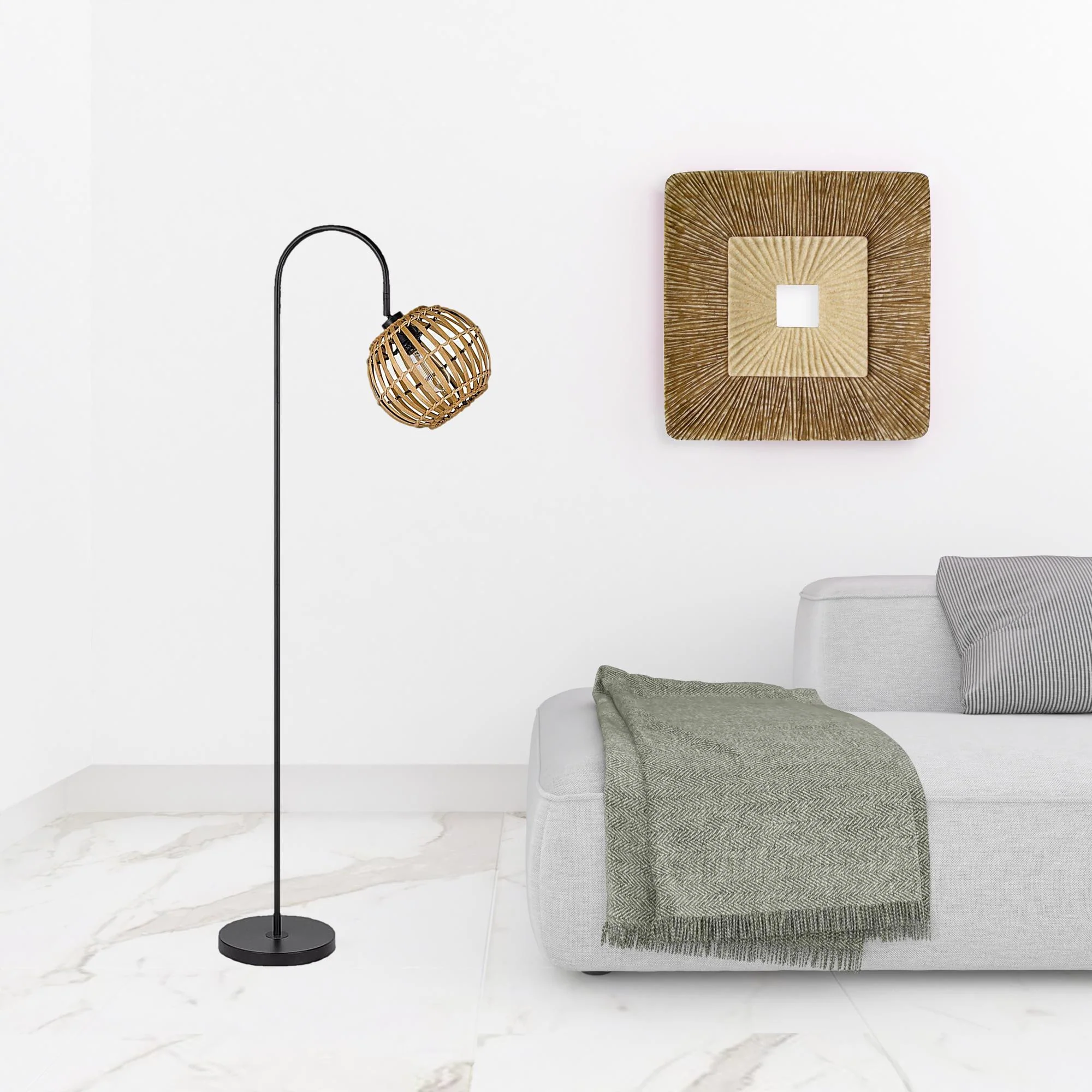 Black Traditional Shaped Floor Lamp With Brown Globe Shade By Homeroots - Image 2