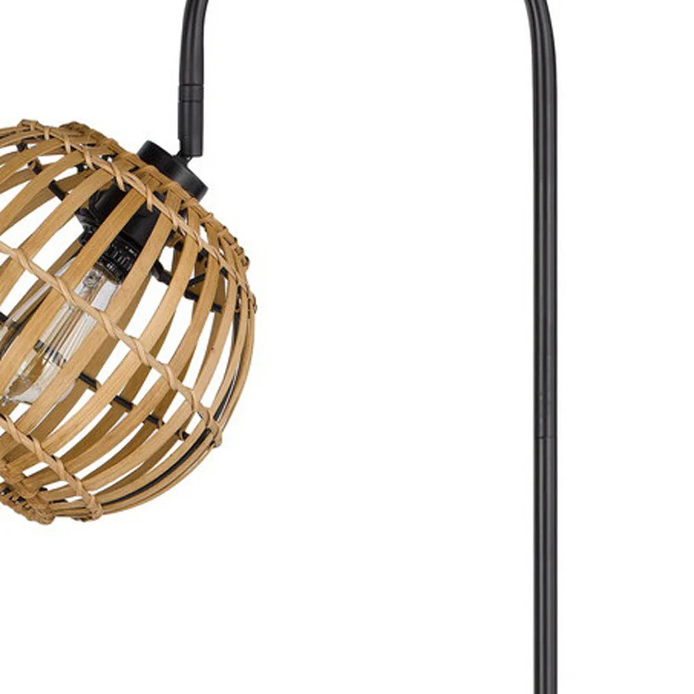 Black Traditional Shaped Floor Lamp With Brown Globe Shade By Homeroots - Image 3