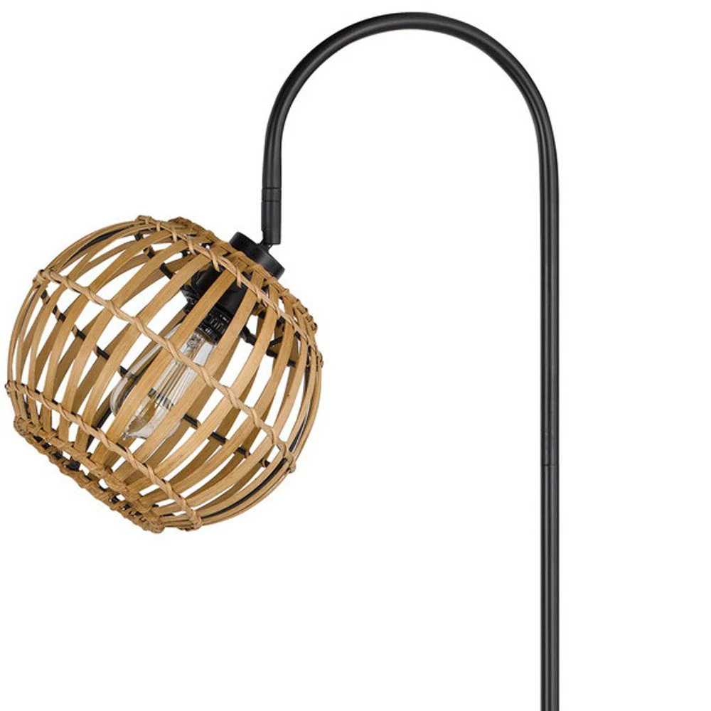 Black Traditional Shaped Floor Lamp With Brown Globe Shade By Homeroots - Image 4