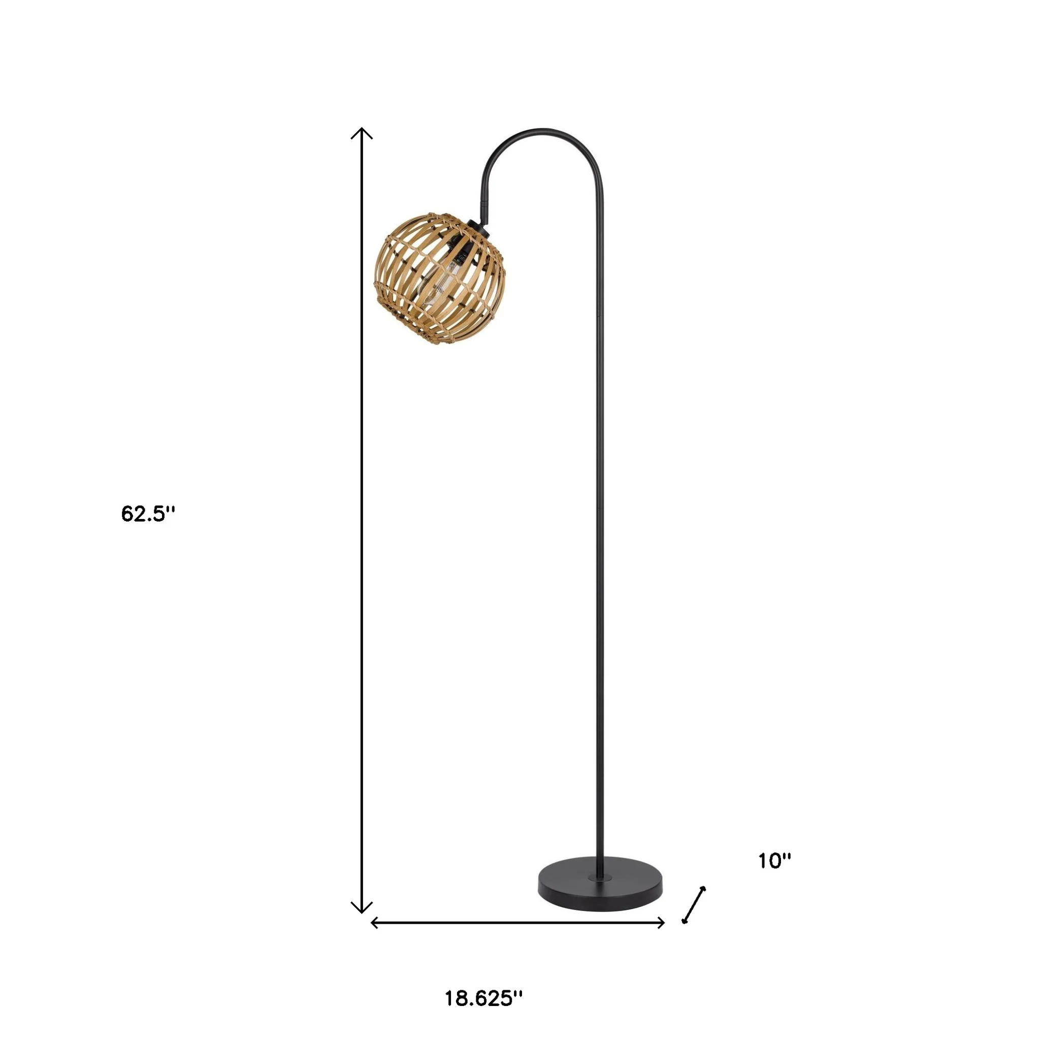 Black Traditional Shaped Floor Lamp With Brown Globe Shade By Homeroots - Image 5