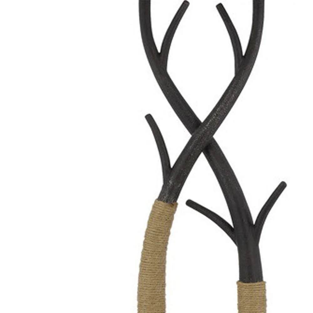 Black Traditional Shaped Floor Lamp With Tan Rectangular Shade By Homeroots - Image 2