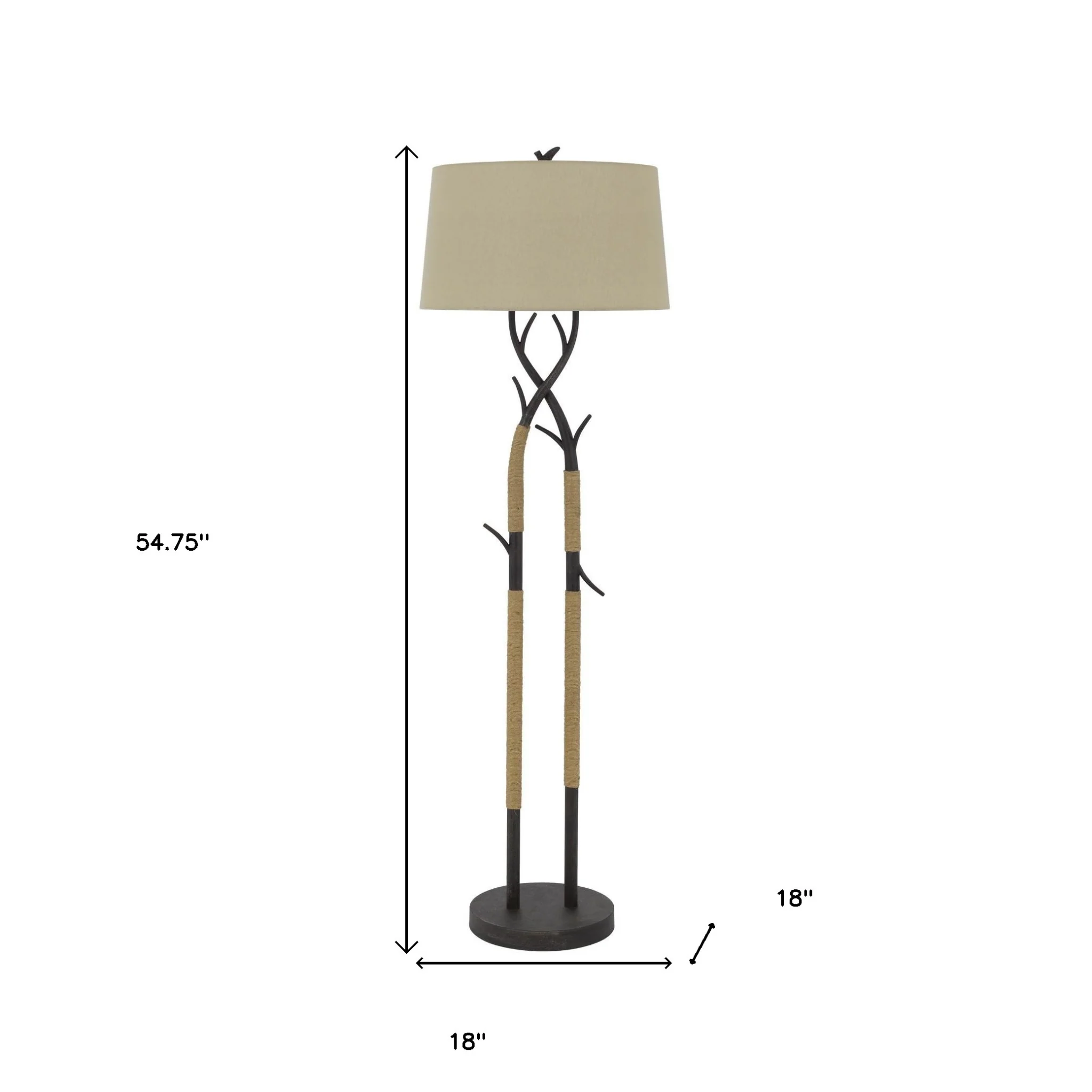 Black Traditional Shaped Floor Lamp With Tan Rectangular Shade By Homeroots - Image 5