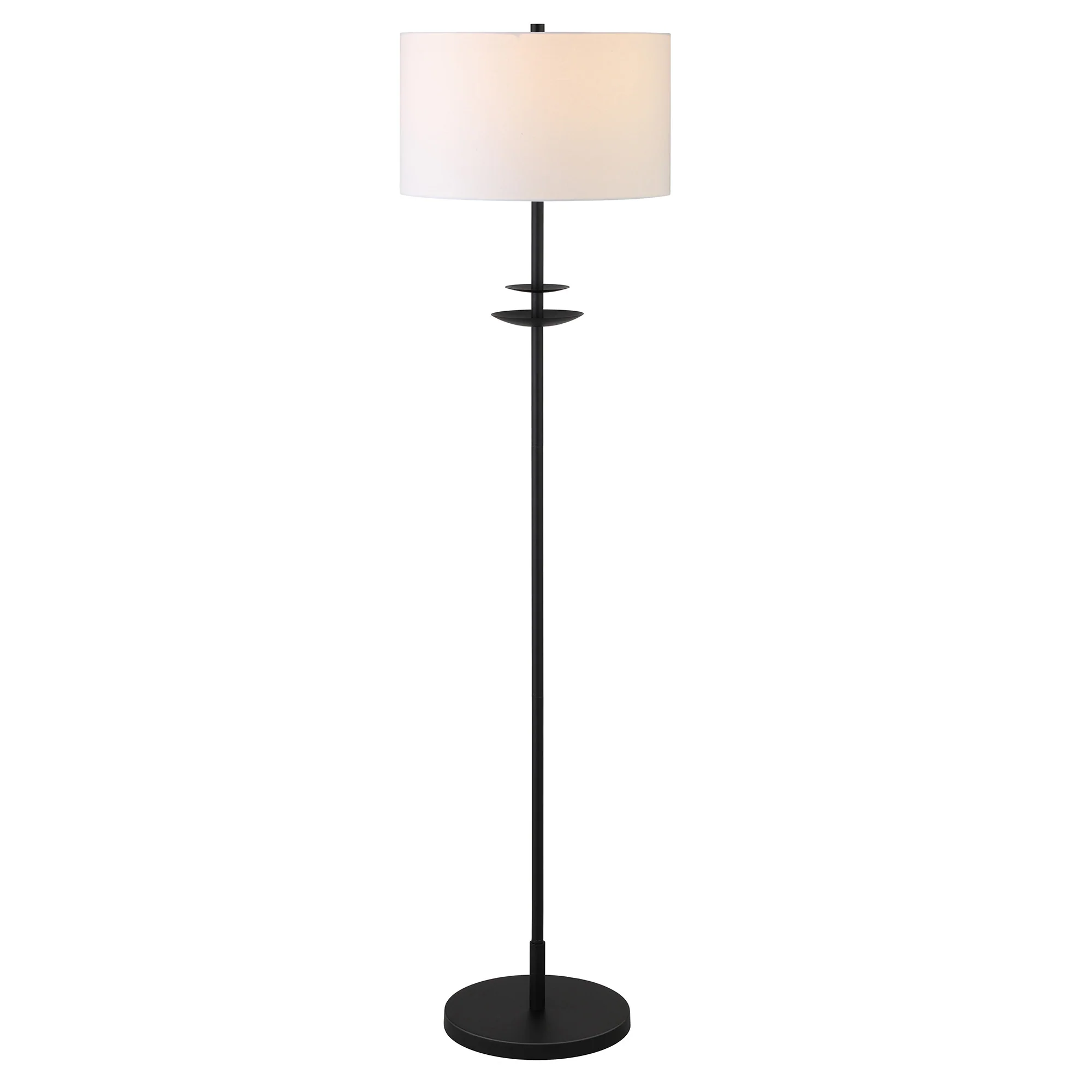 Black Traditional Shaped Floor Lamp With White Frosted Glass Drum Shade By Homeroots - Image 7