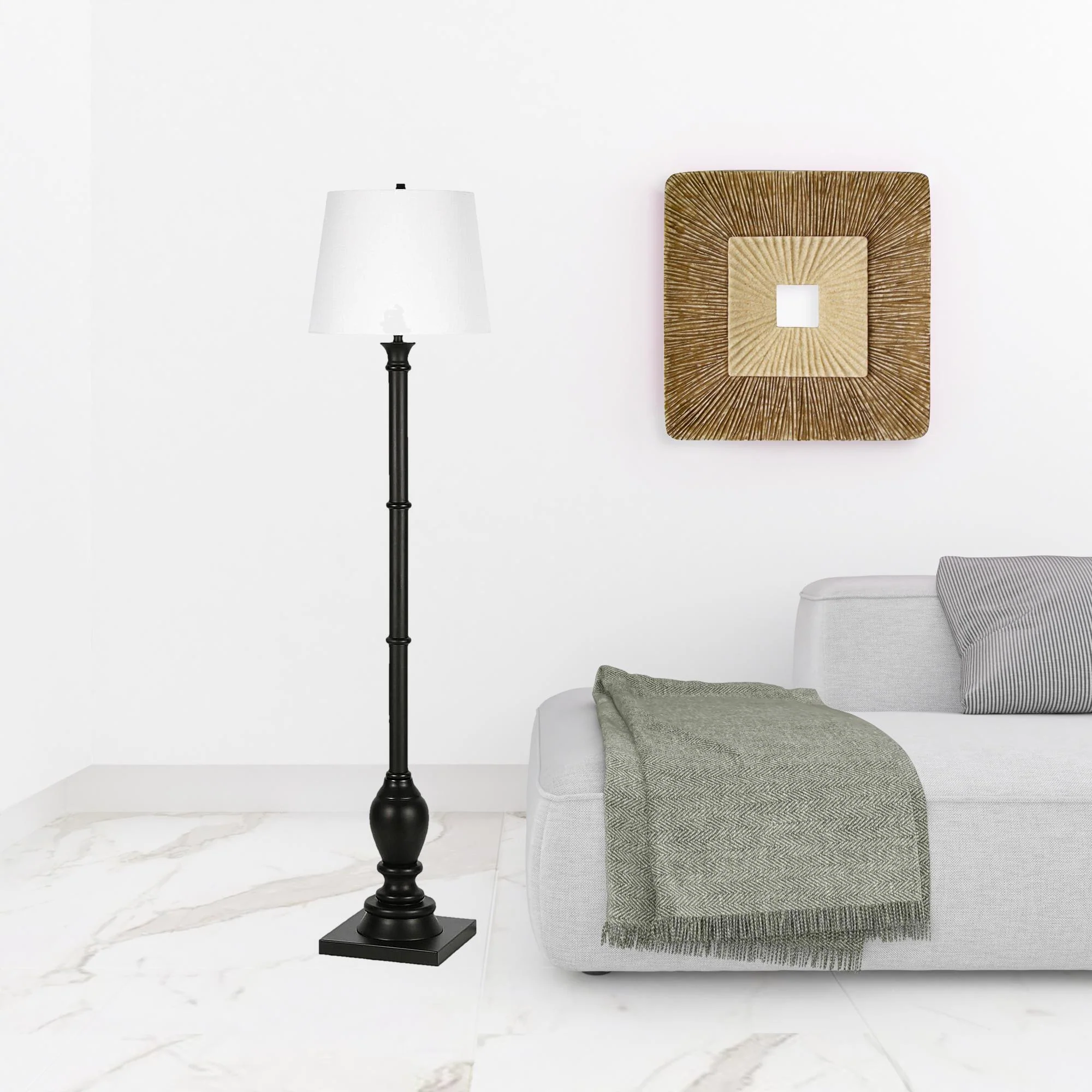 Black Traditional Shaped Floor Lamp With White Frosted Glass Empire Shade By Homeroots - Image 3