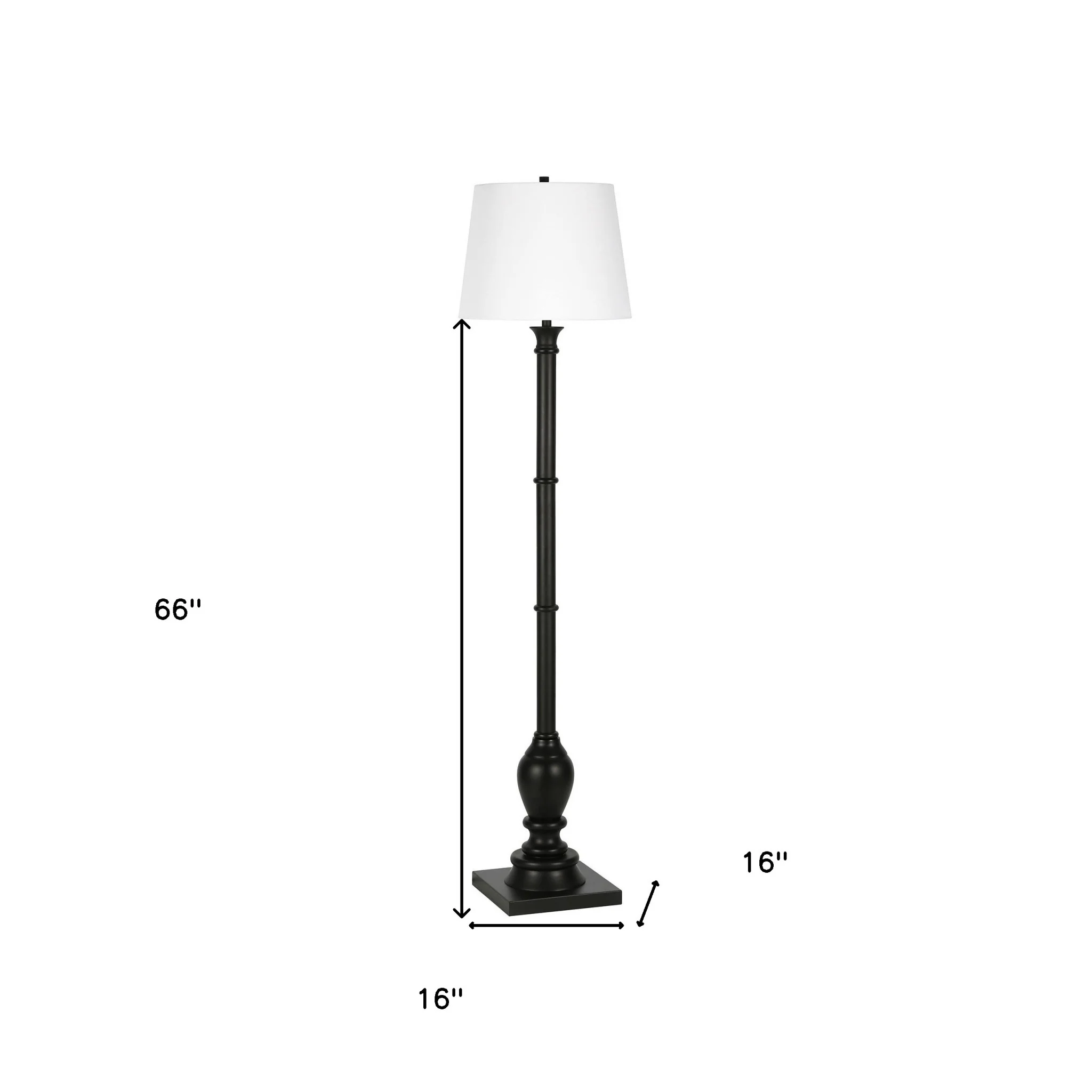 Black Traditional Shaped Floor Lamp With White Frosted Glass Empire Shade By Homeroots - Image 4