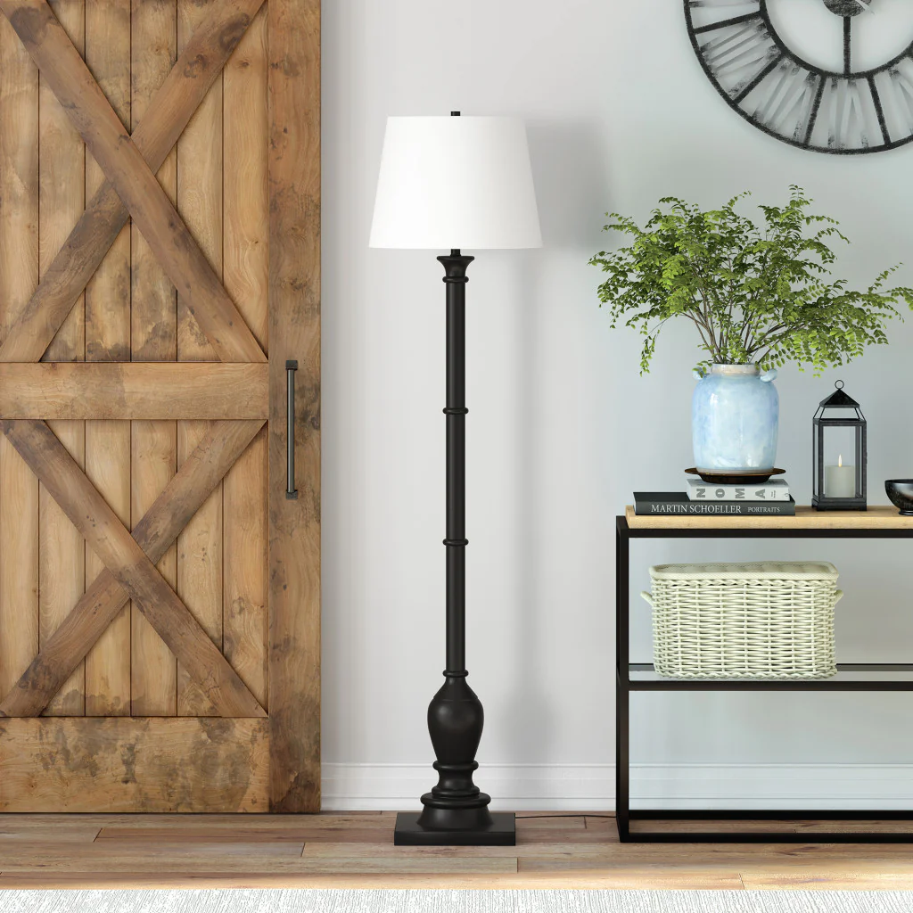 Black Traditional Shaped Floor Lamp With White Frosted Glass Empire Shade By Homeroots - Image 5
