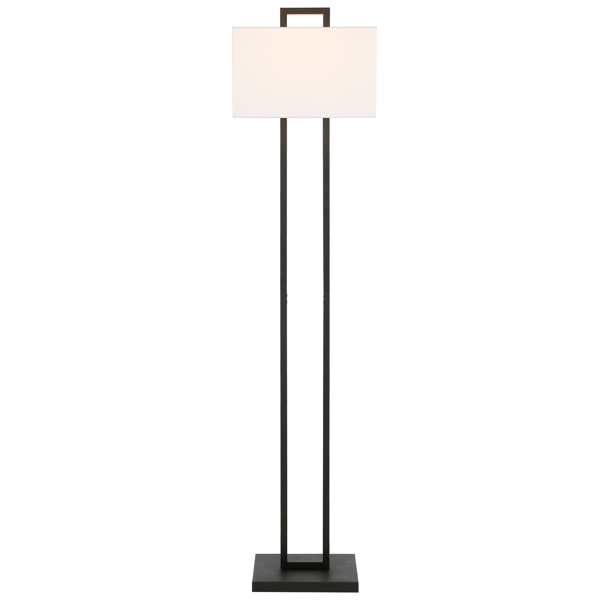 Black Traditional Shaped Floor Lamp With White Frosted Glass Rectangular Shade By Homeroots - Image 2