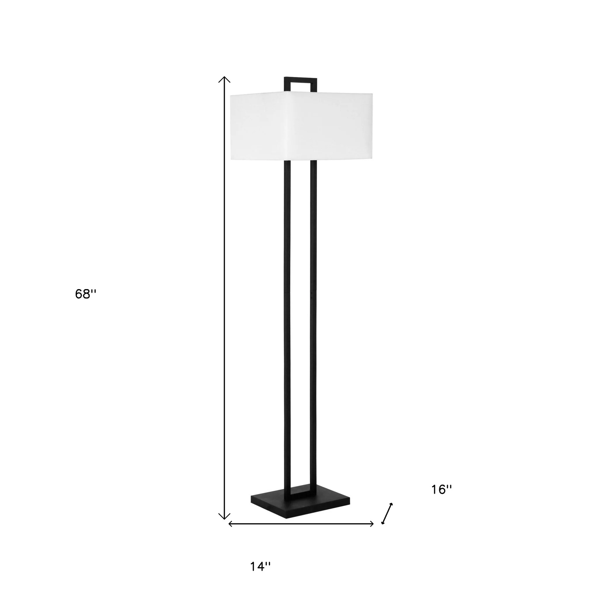 Black Traditional Shaped Floor Lamp With White Frosted Glass Rectangular Shade By Homeroots - Image 6