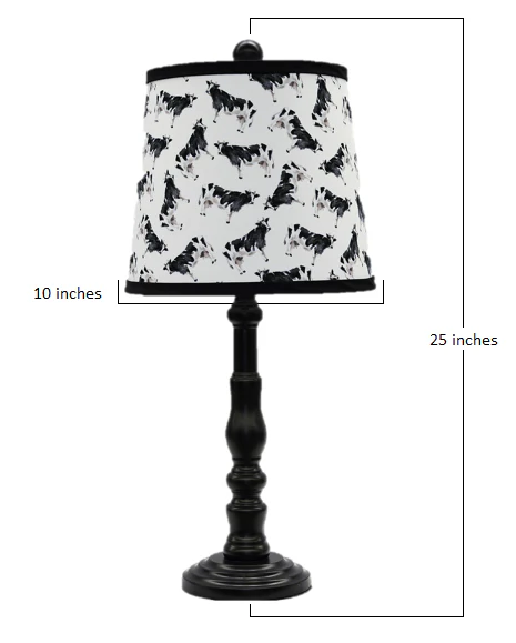 Black Traditional Table Lamp with Cow Printed Shade By Homeroots - Image 2
