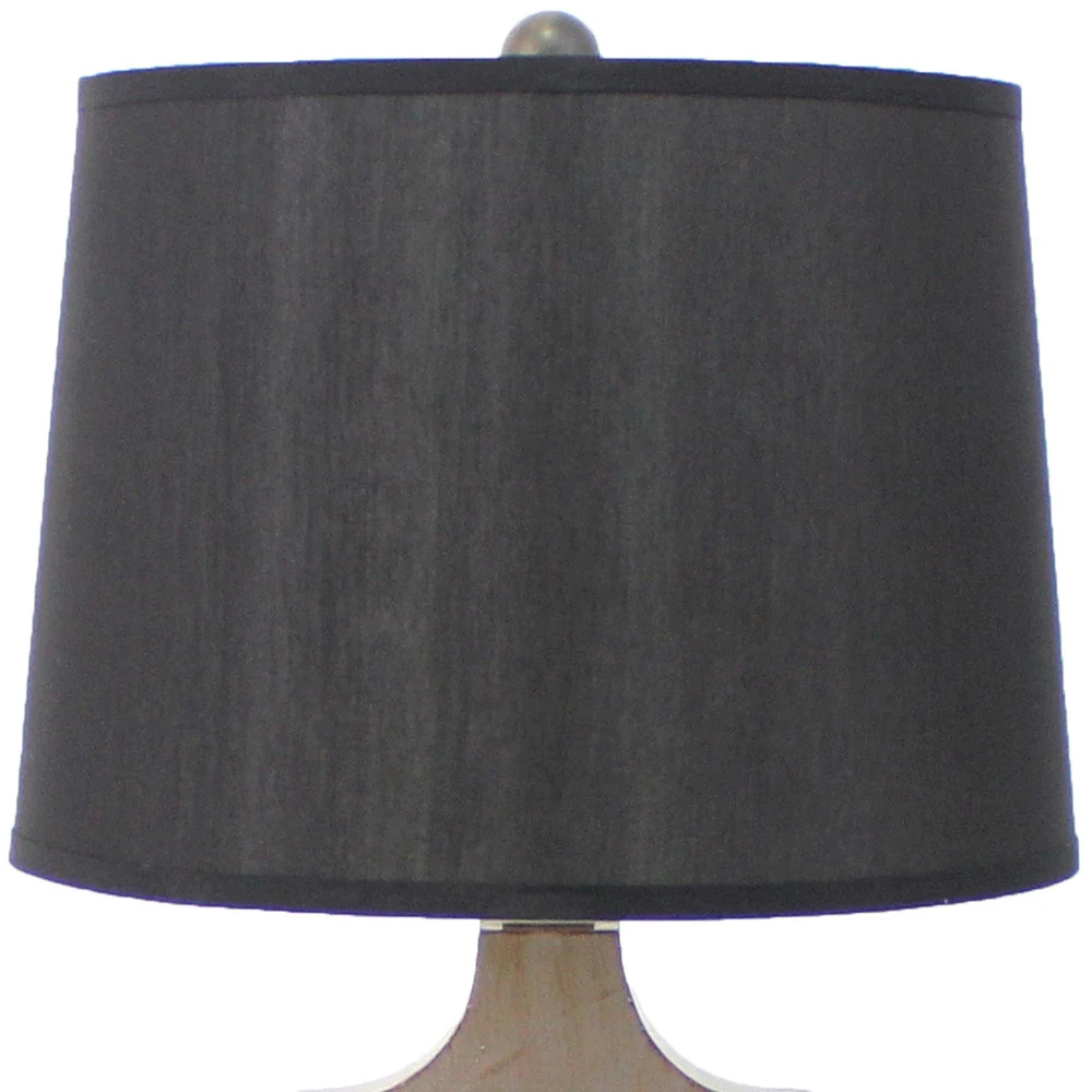 Black Traditional Wooden Linen Shade - Table Lamp By Homeroots - Image 3