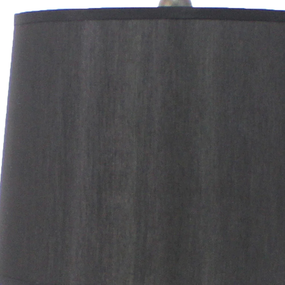 Black Traditional Wooden Linen Shade - Table Lamp By Homeroots - Image 4