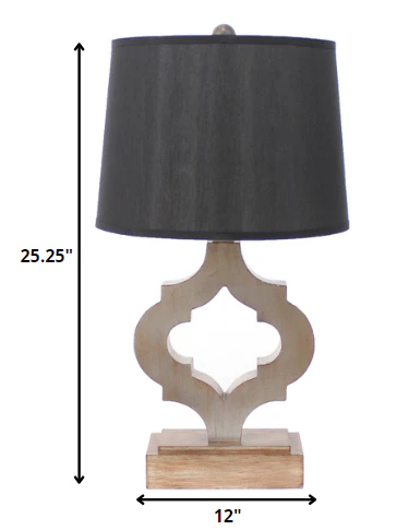 Black Traditional Wooden Linen Shade - Table Lamp By Homeroots - Image 5