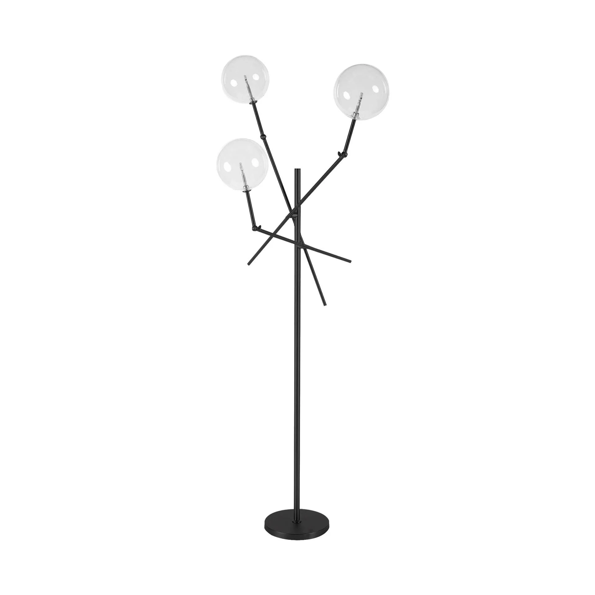 Black Tri Globe Contemporary Metal Floor Lamp By Homeroots - Image 2