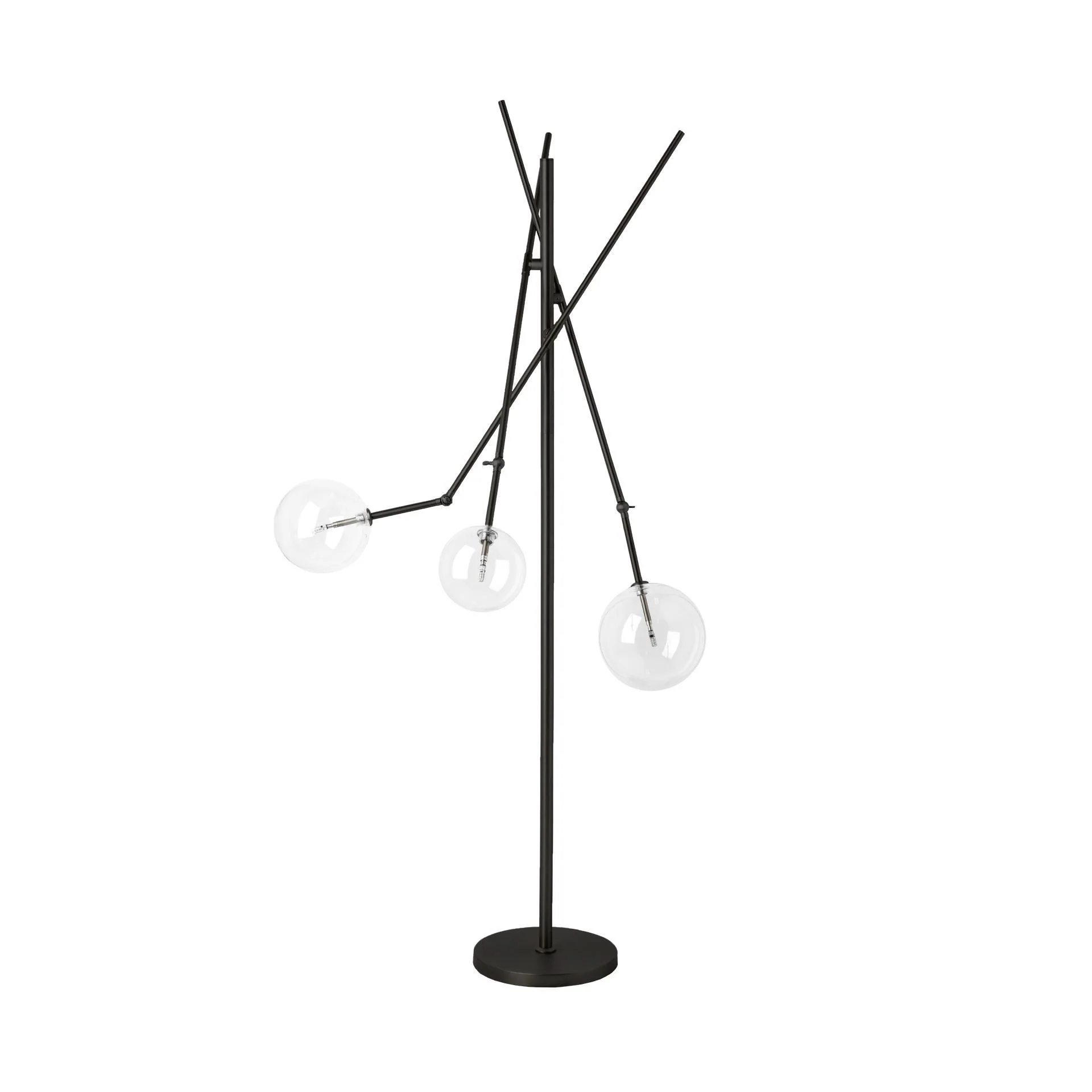 Black Tri Globe Contemporary Metal Floor Lamp By Homeroots - Image 3