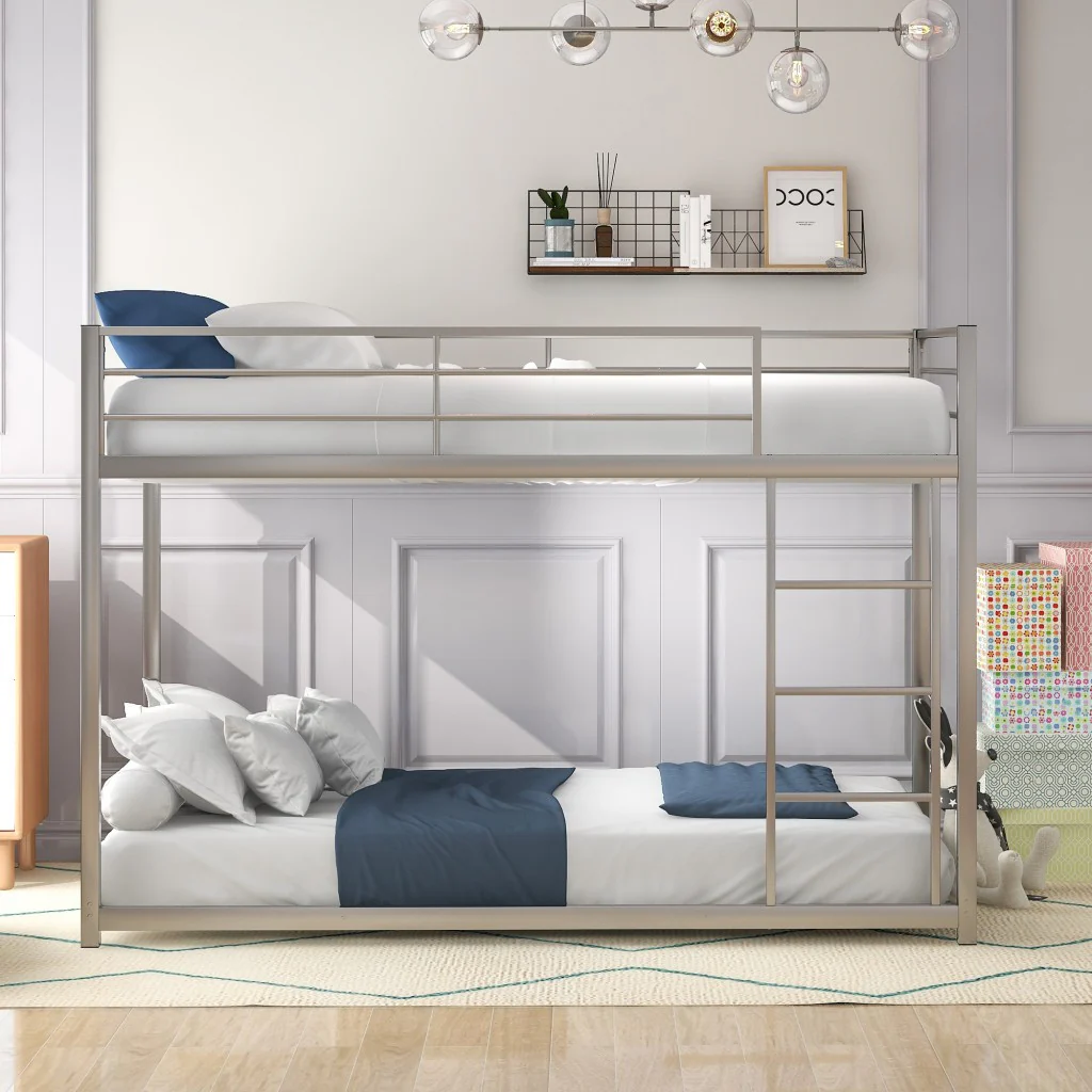 Black Twin Over Twin Metal Low Bunk Bed By Homeroots - Image 11