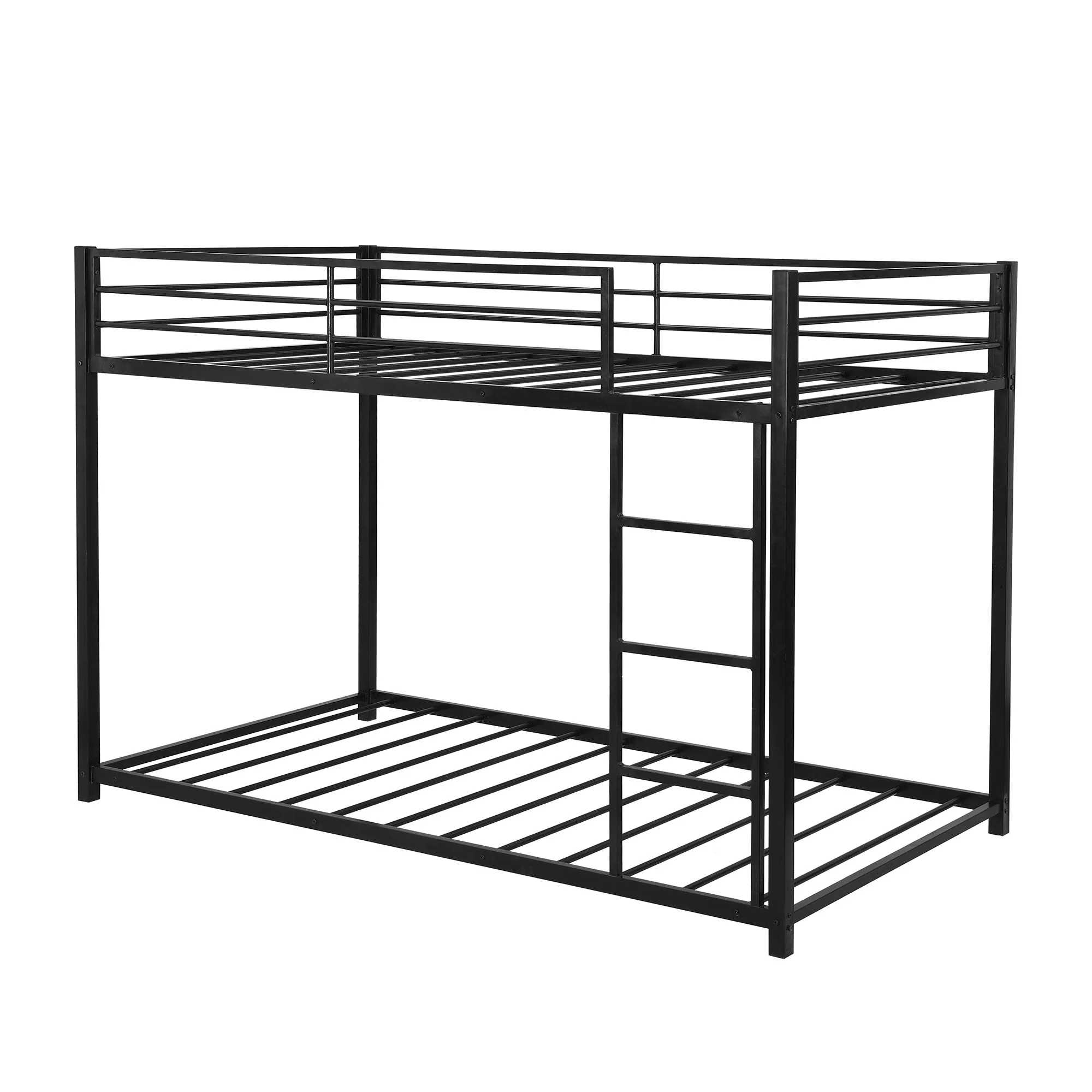 Black Twin Over Twin Metal Low Bunk Bed By Homeroots - Image 5