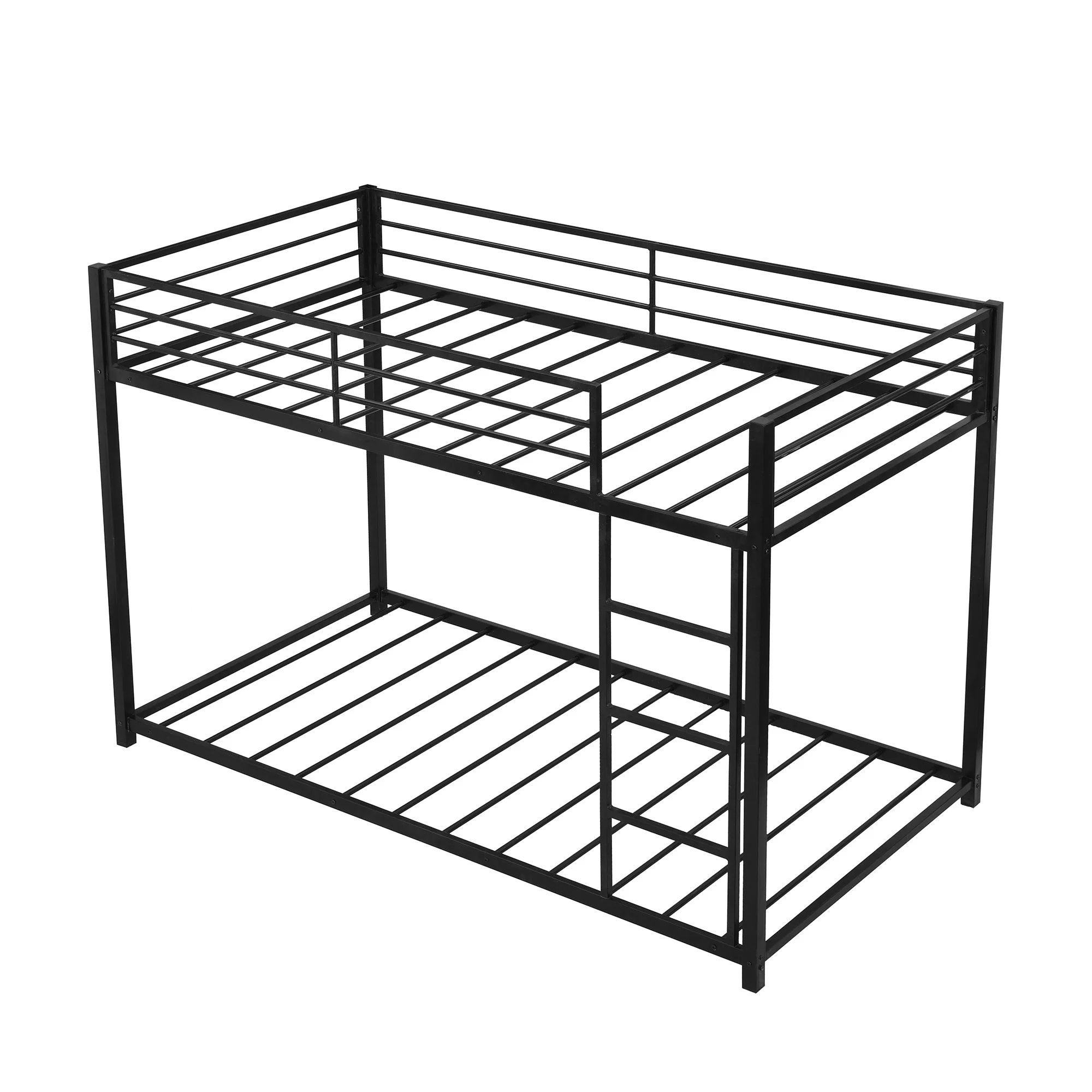 Black Twin Over Twin Metal Low Bunk Bed By Homeroots - Image 6