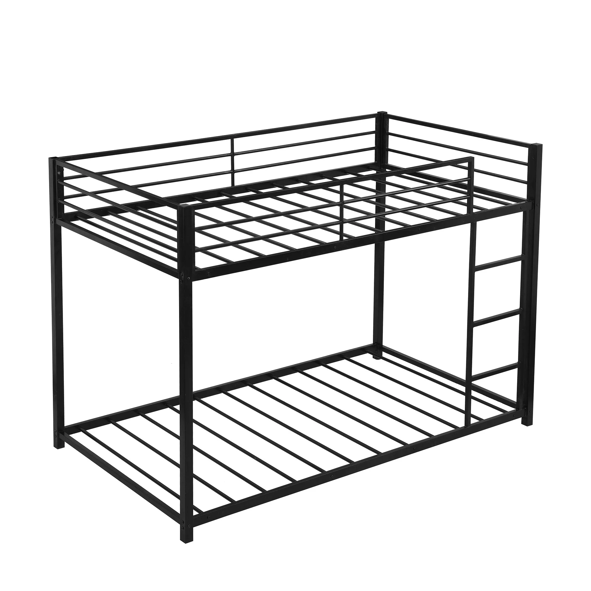 Black Twin Over Twin Metal Low Bunk Bed By Homeroots - Image 7