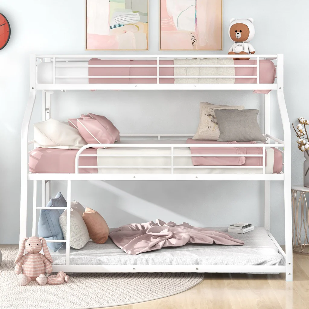 Black Twin Xl Over Full Xl Over Queen Size Bunk Bed By Homeroots - Image 11