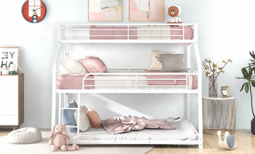 Black Twin Xl Over Full Xl Over Queen Size Bunk Bed By Homeroots - Image 12