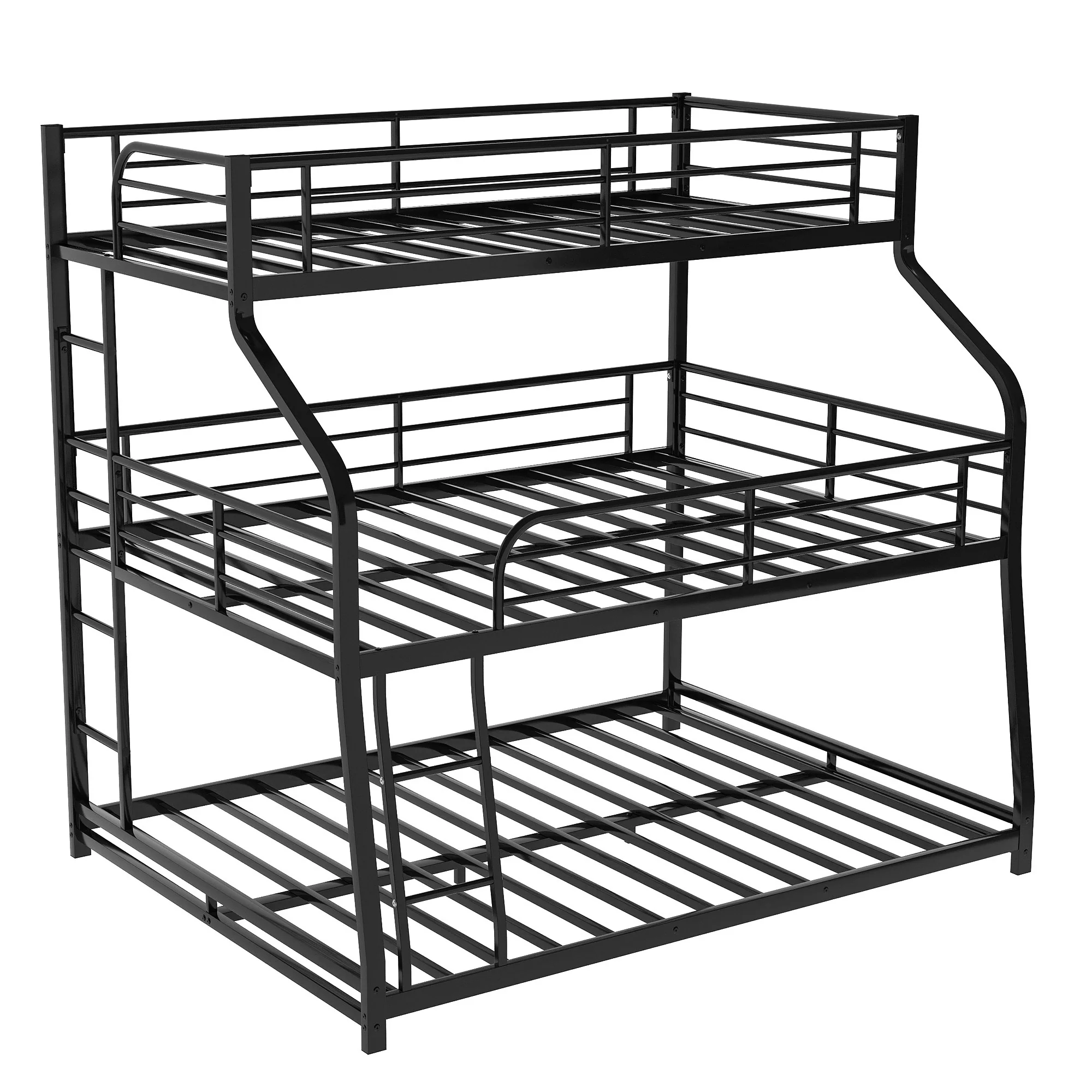 Black Twin Xl Over Full Xl Over Queen Size Bunk Bed By Homeroots - Image 4