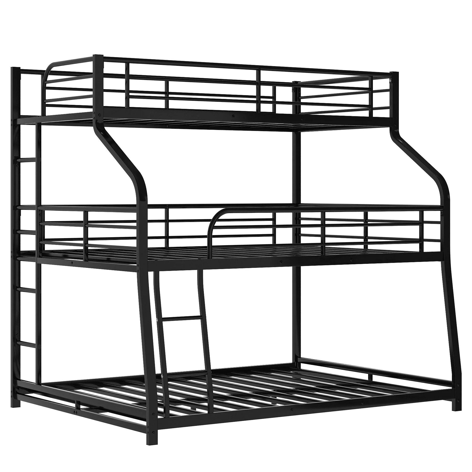 Black Twin Xl Over Full Xl Over Queen Size Bunk Bed By Homeroots - Image 5