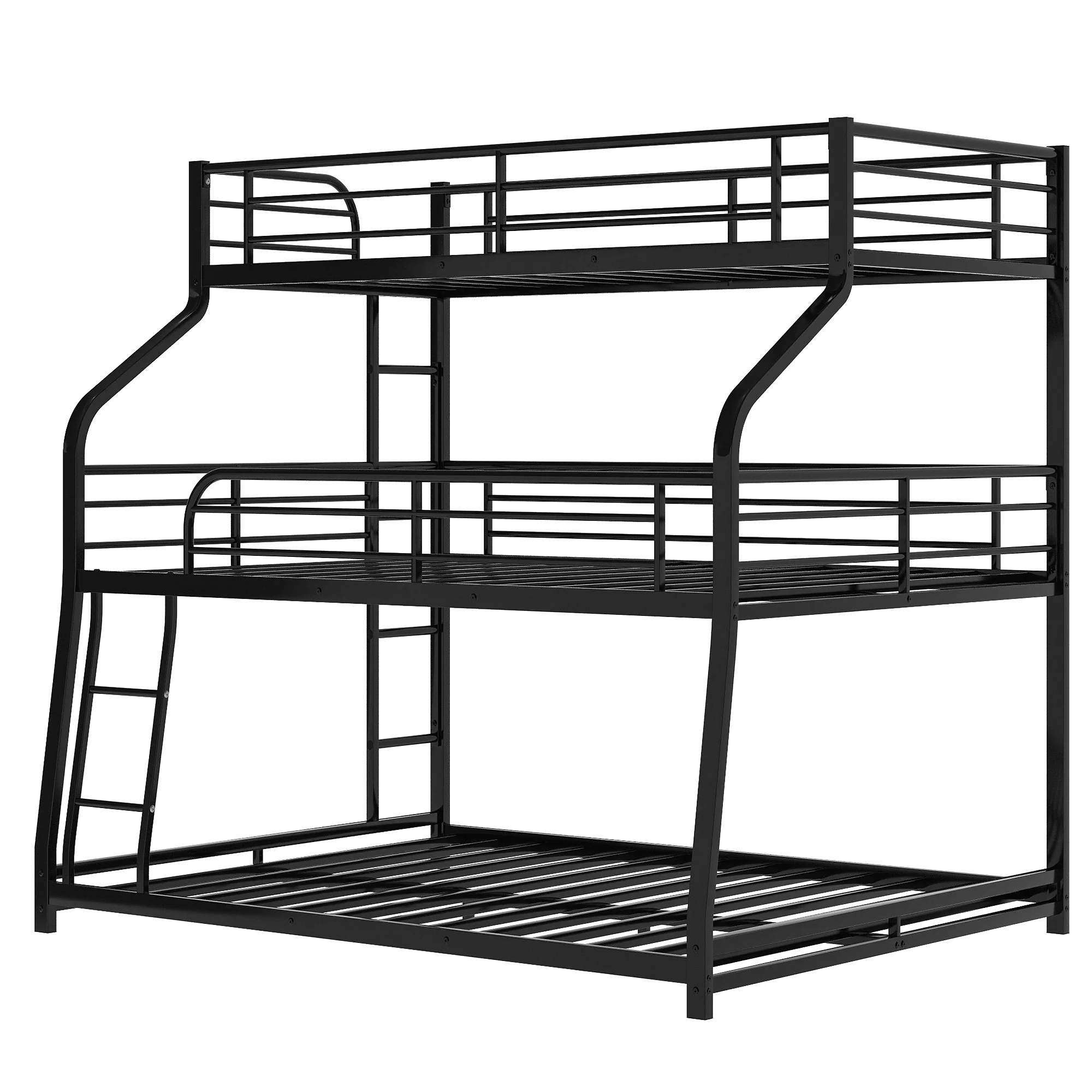 Black Twin Xl Over Full Xl Over Queen Size Bunk Bed By Homeroots - Image 6